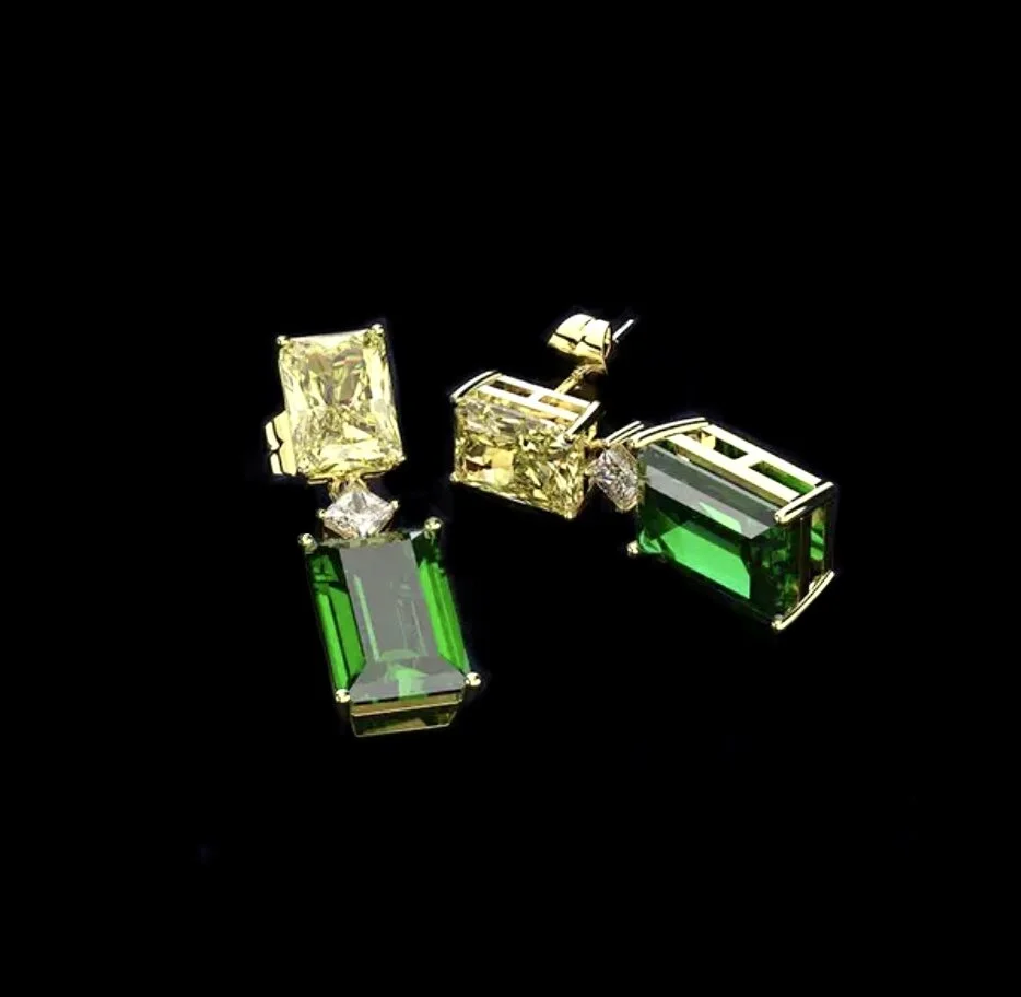 Emerald and Yellow Sapphire Earrings