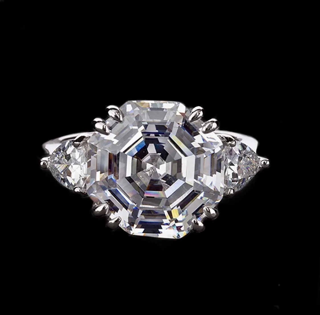 Asscher Cut Moissanite Ring