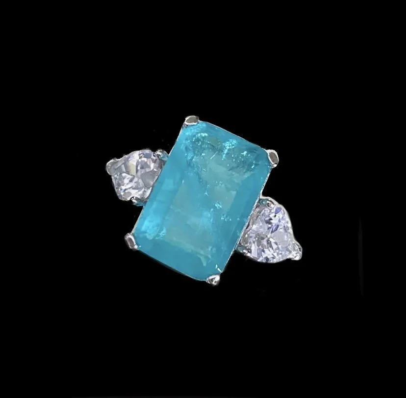 Paraiba Tourmaline Square Ring