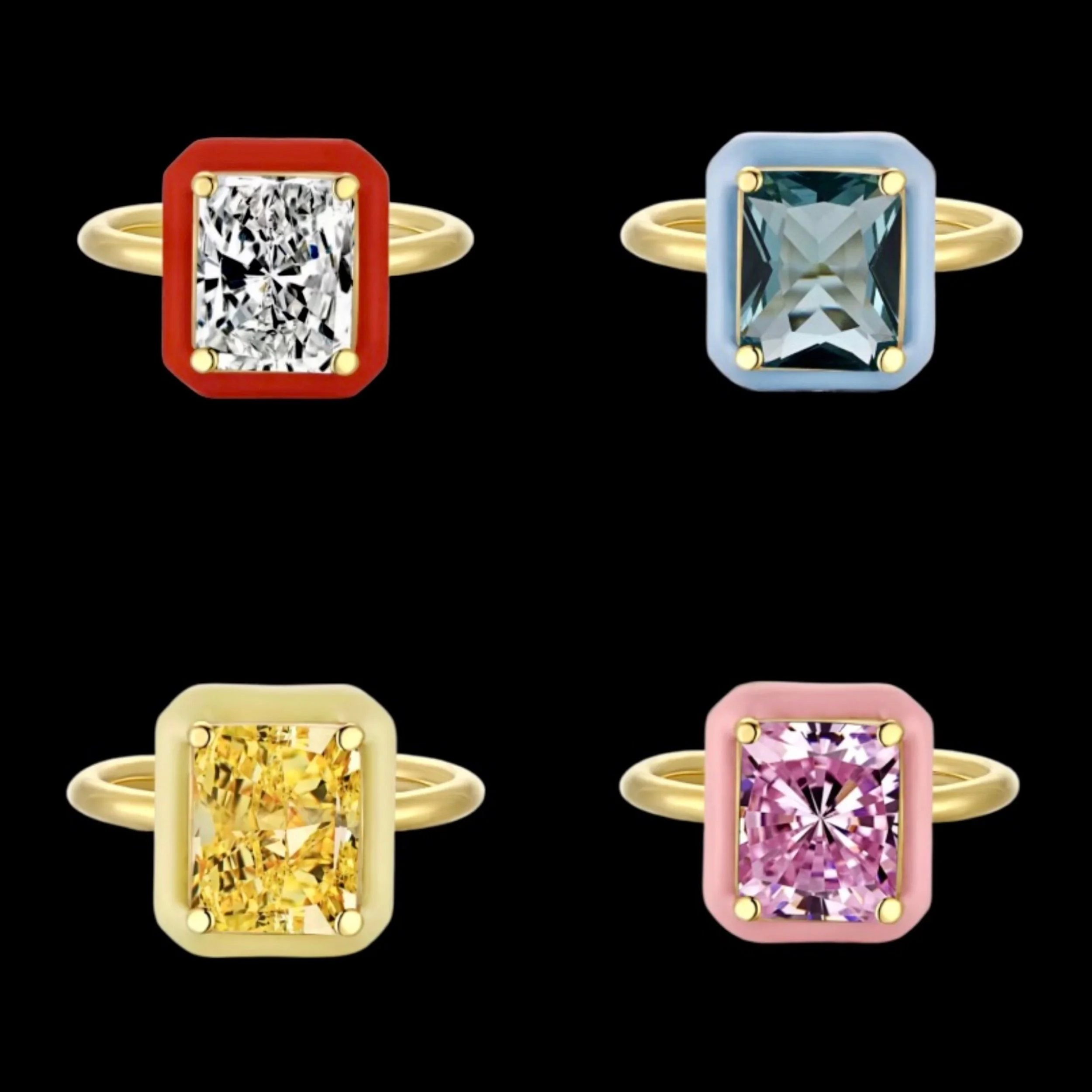 Square Zircon Ring Gold