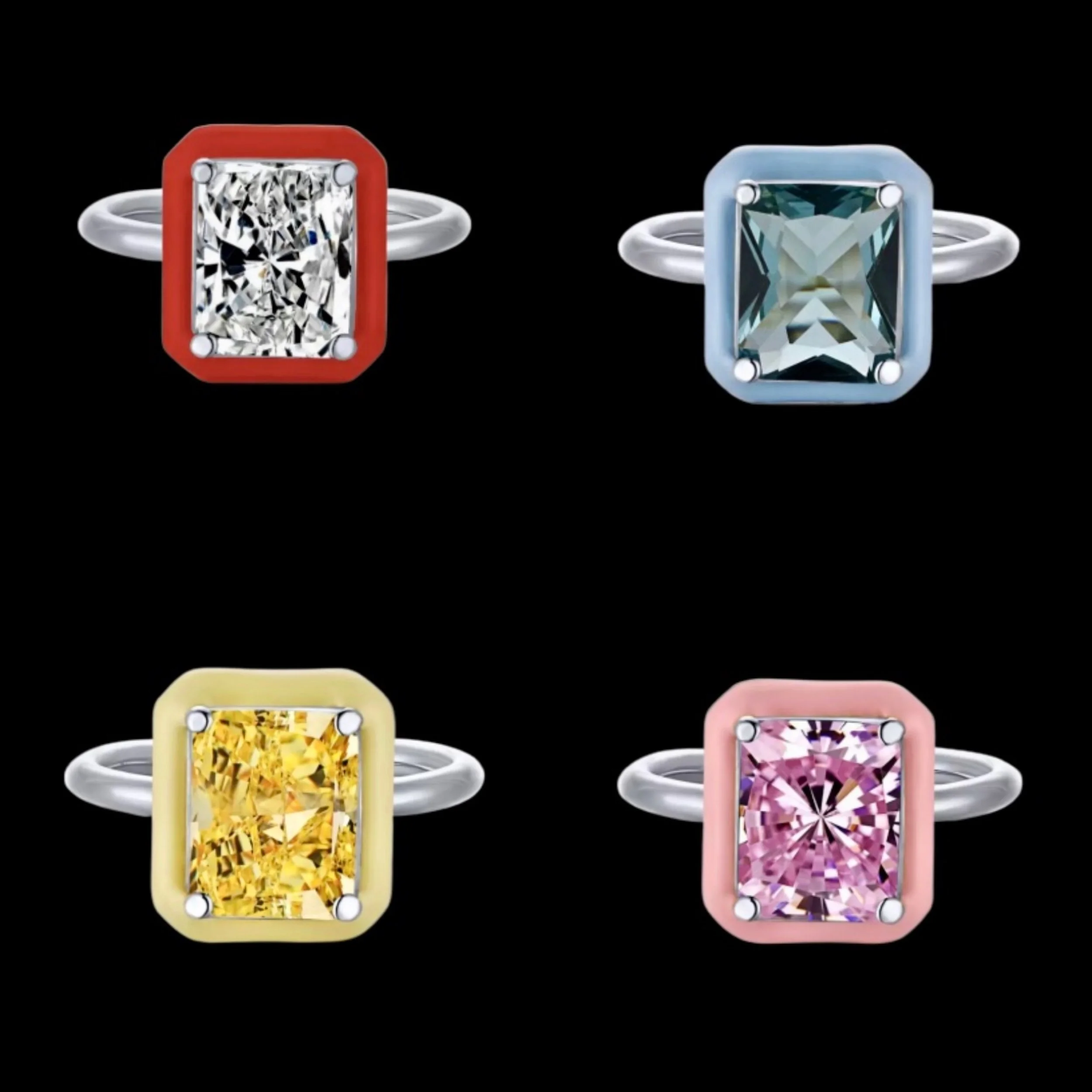 Square Zircon Ring Silver