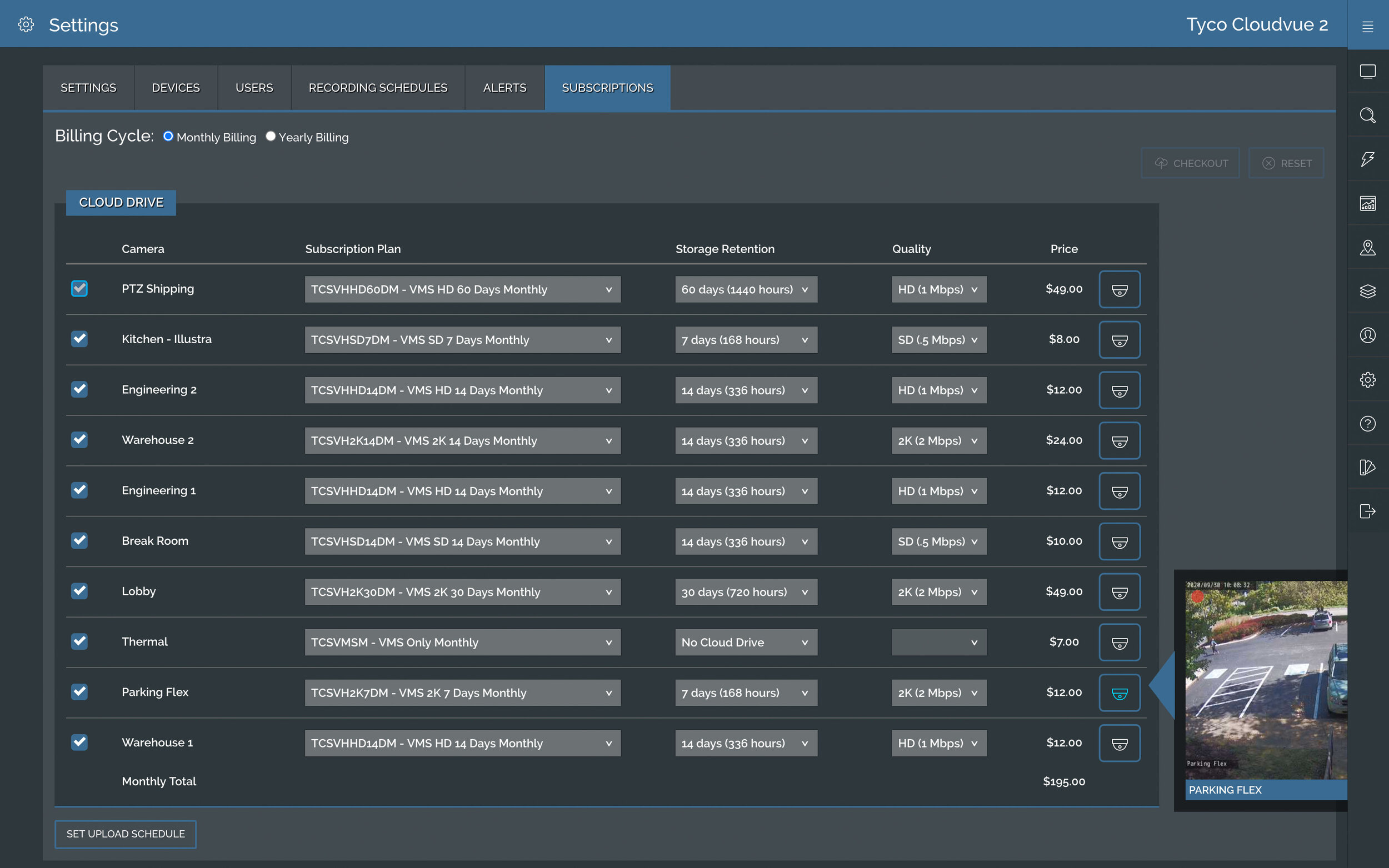 Select and change cloud service plans on demand.