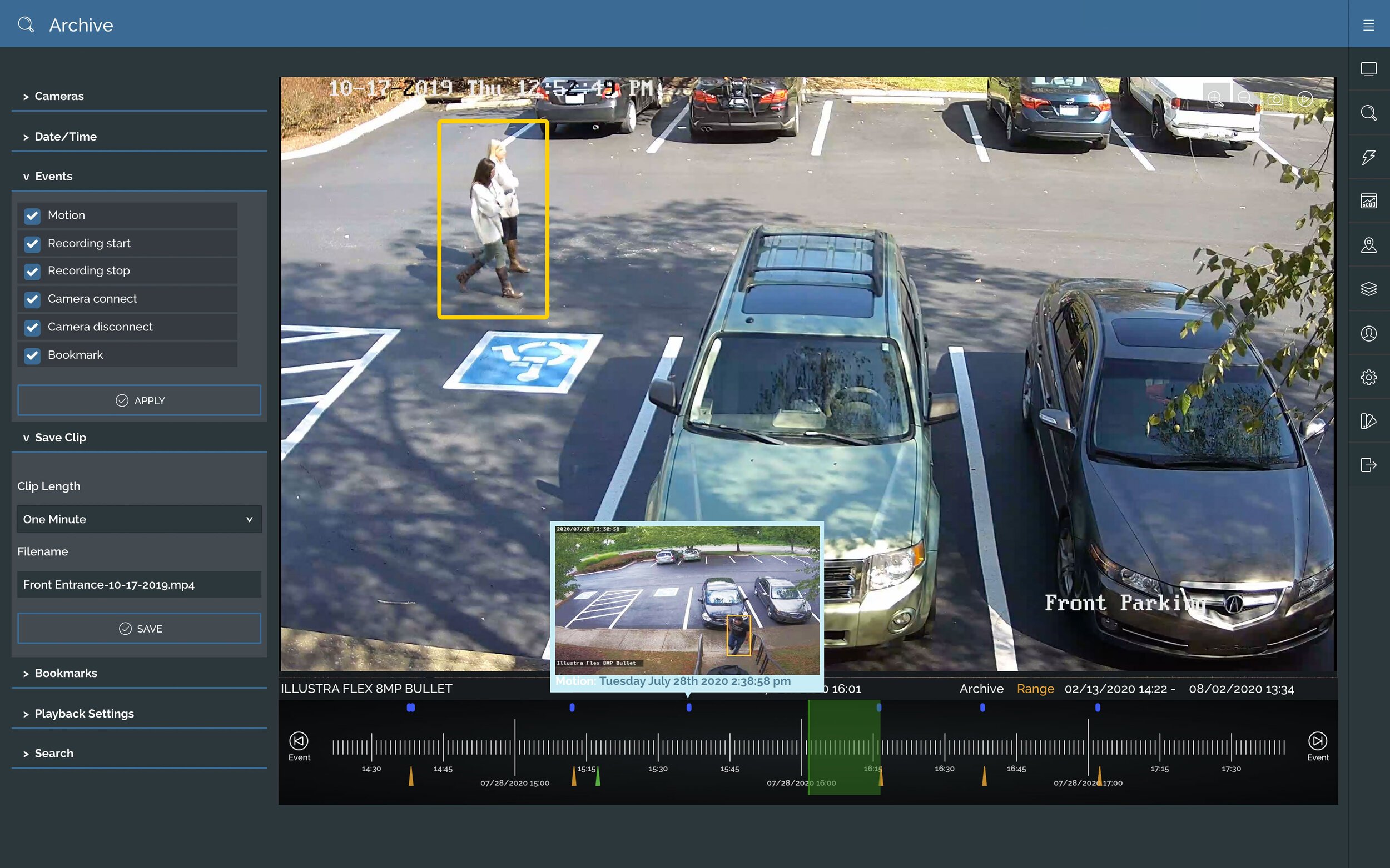 Recorded video search with people detection.