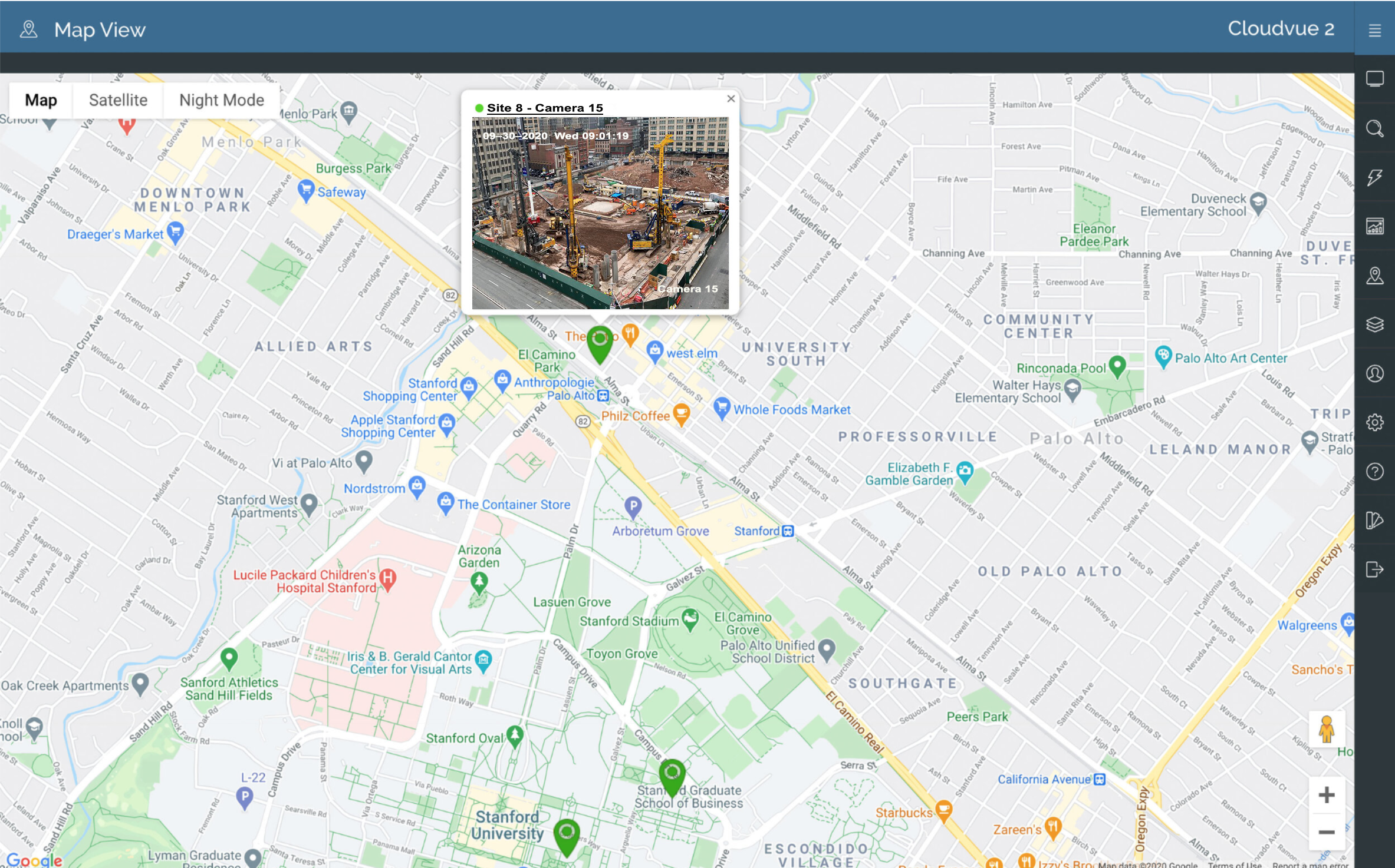 Map View shows all your cameras live on map.