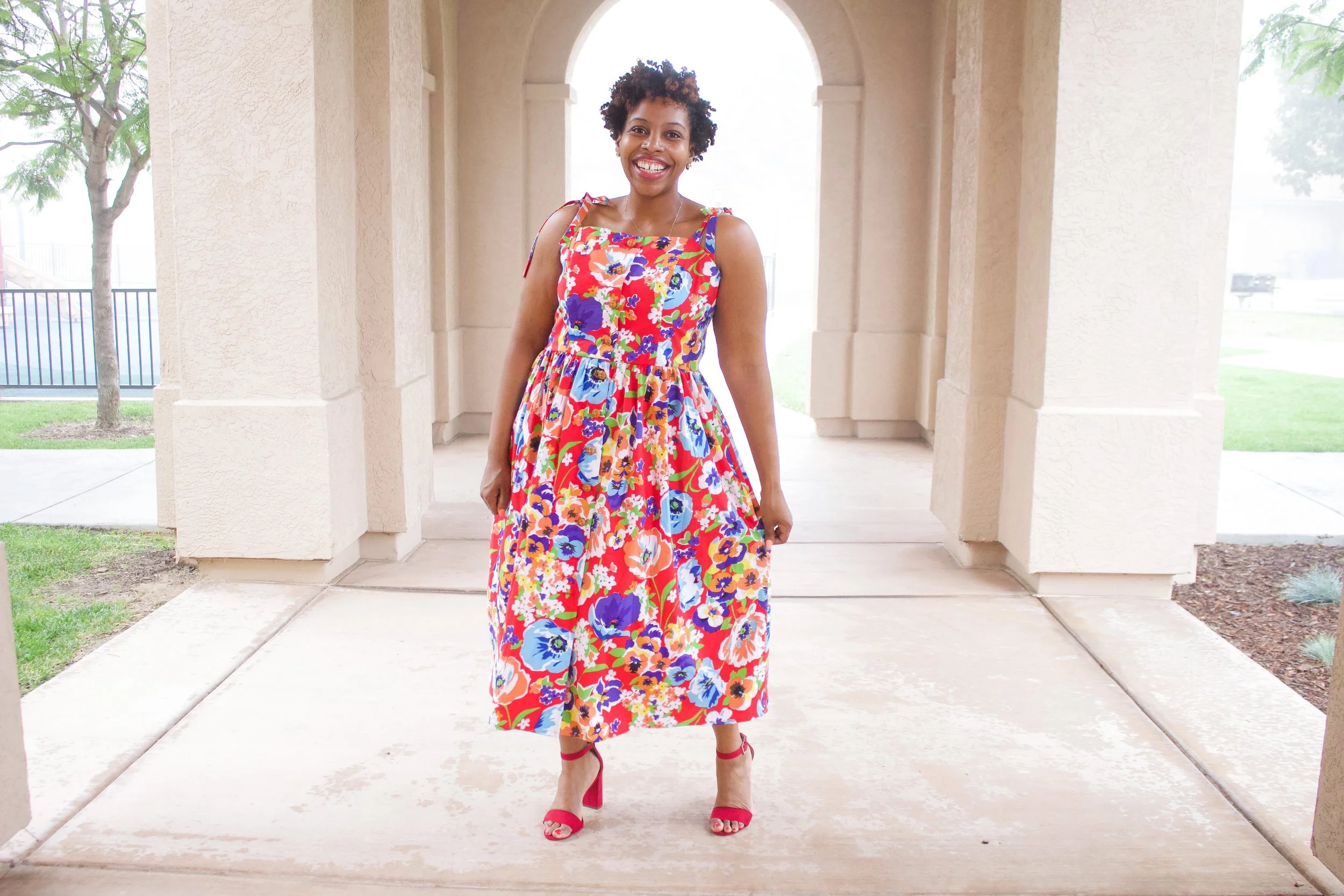 Floral Poplin Tie Strap Dress: McCalls 7950