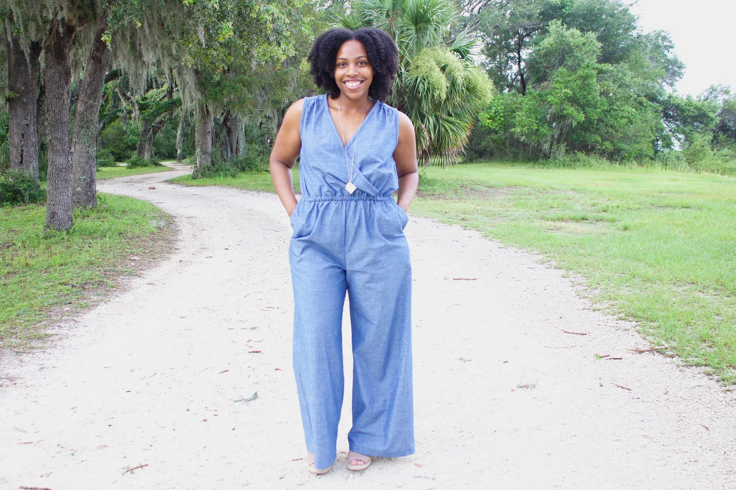 Chambray Wide-Leg Jumpsuit: Simplicity 8178