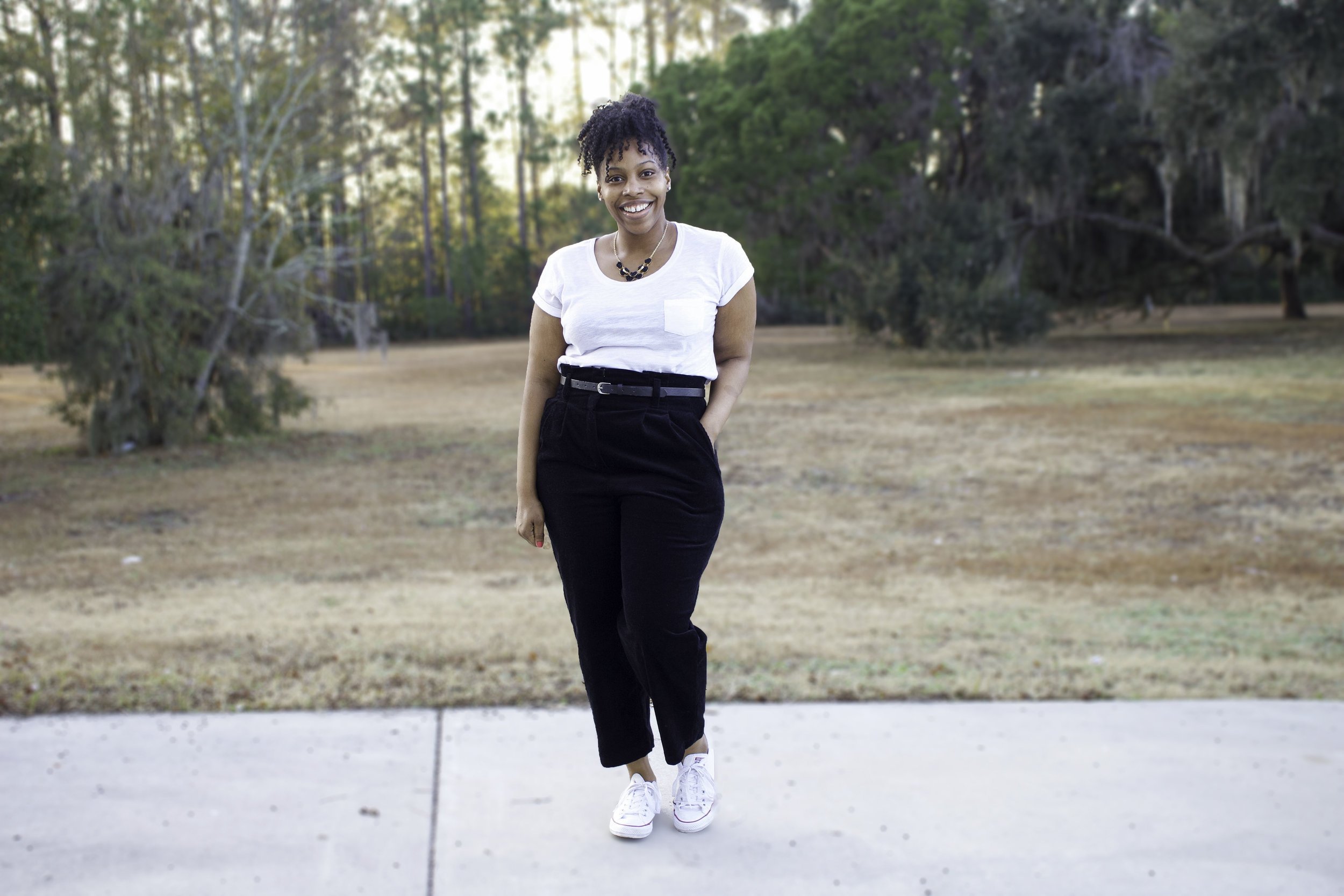 Black Corduroy High Waisted Pants: McCalls 7726 + The Annie Cardigan PDF
