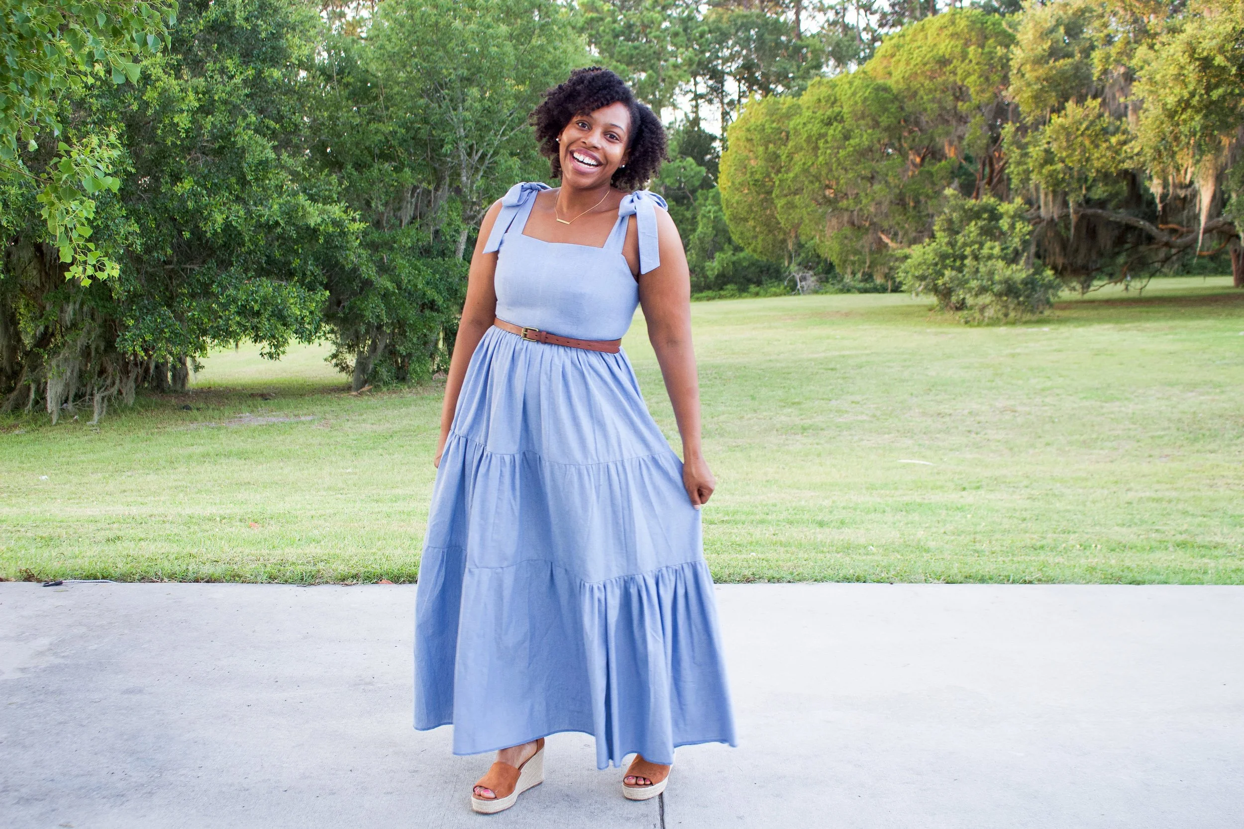 Chambray Tier Maxi Dress