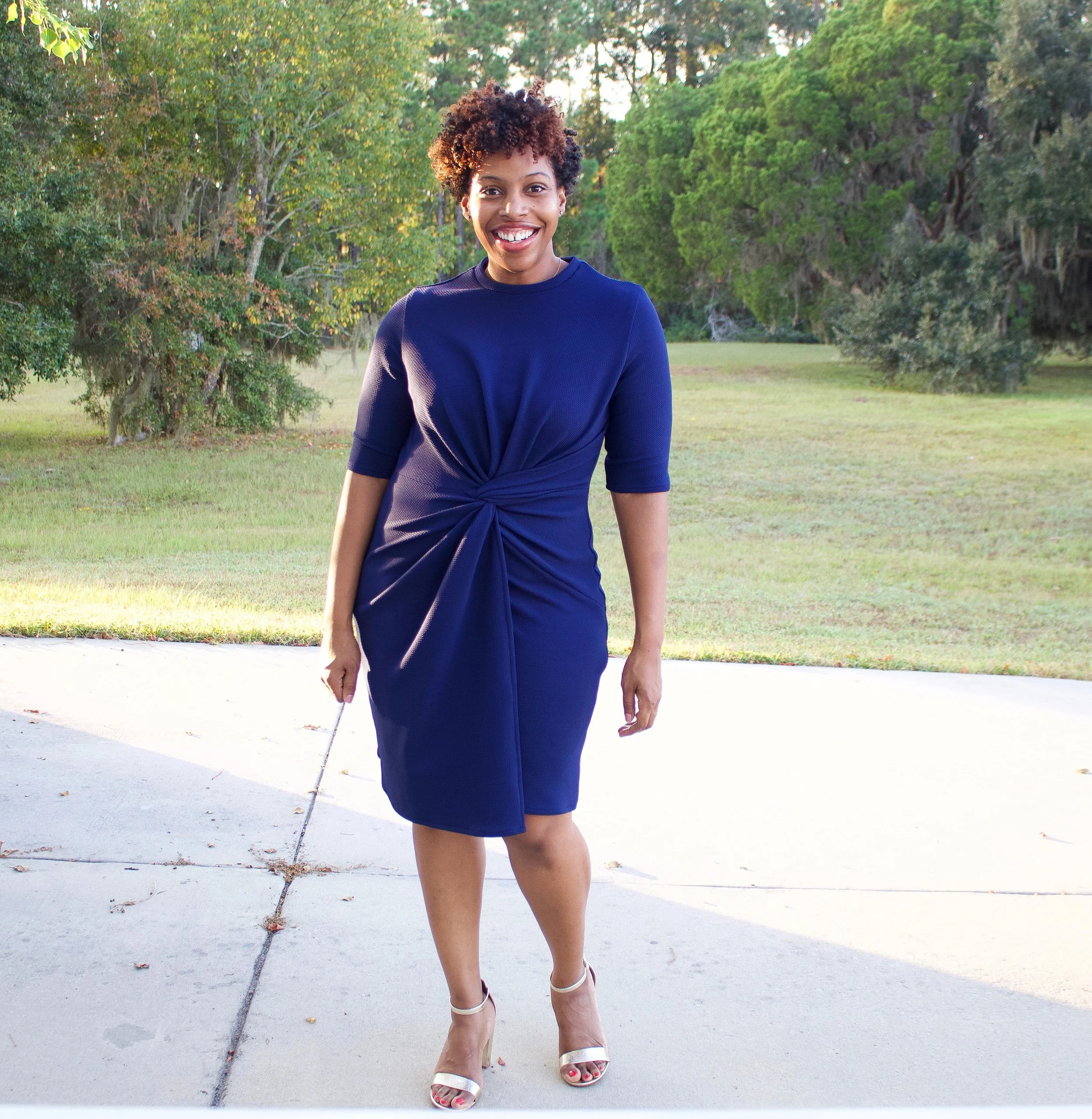 Navy Textured Knit Twist Dress: McCalls 7429