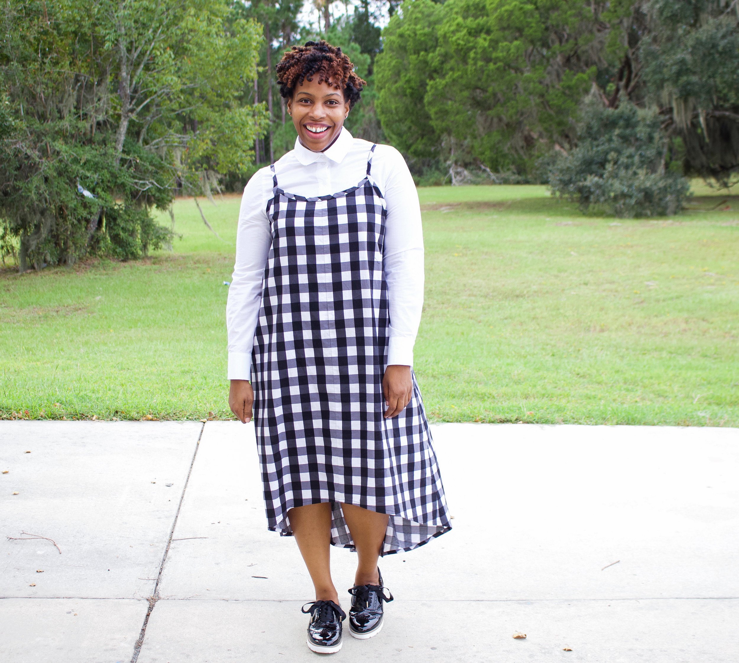 Black and White Gingham High-Low Dress: Simplicity 8132