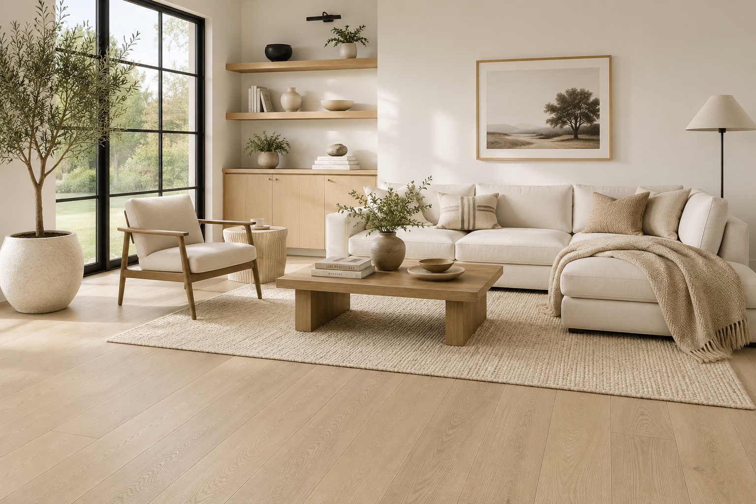 Bright and airy Scandinavian living room