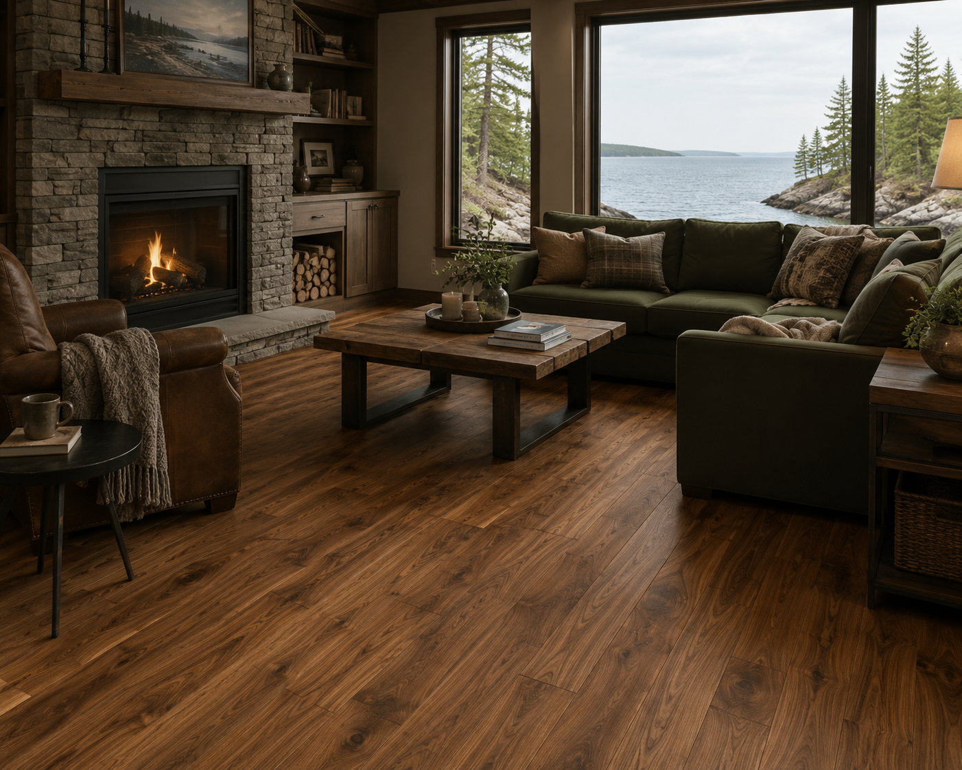 Living Room Den Remodel Flooring Walnut Sale