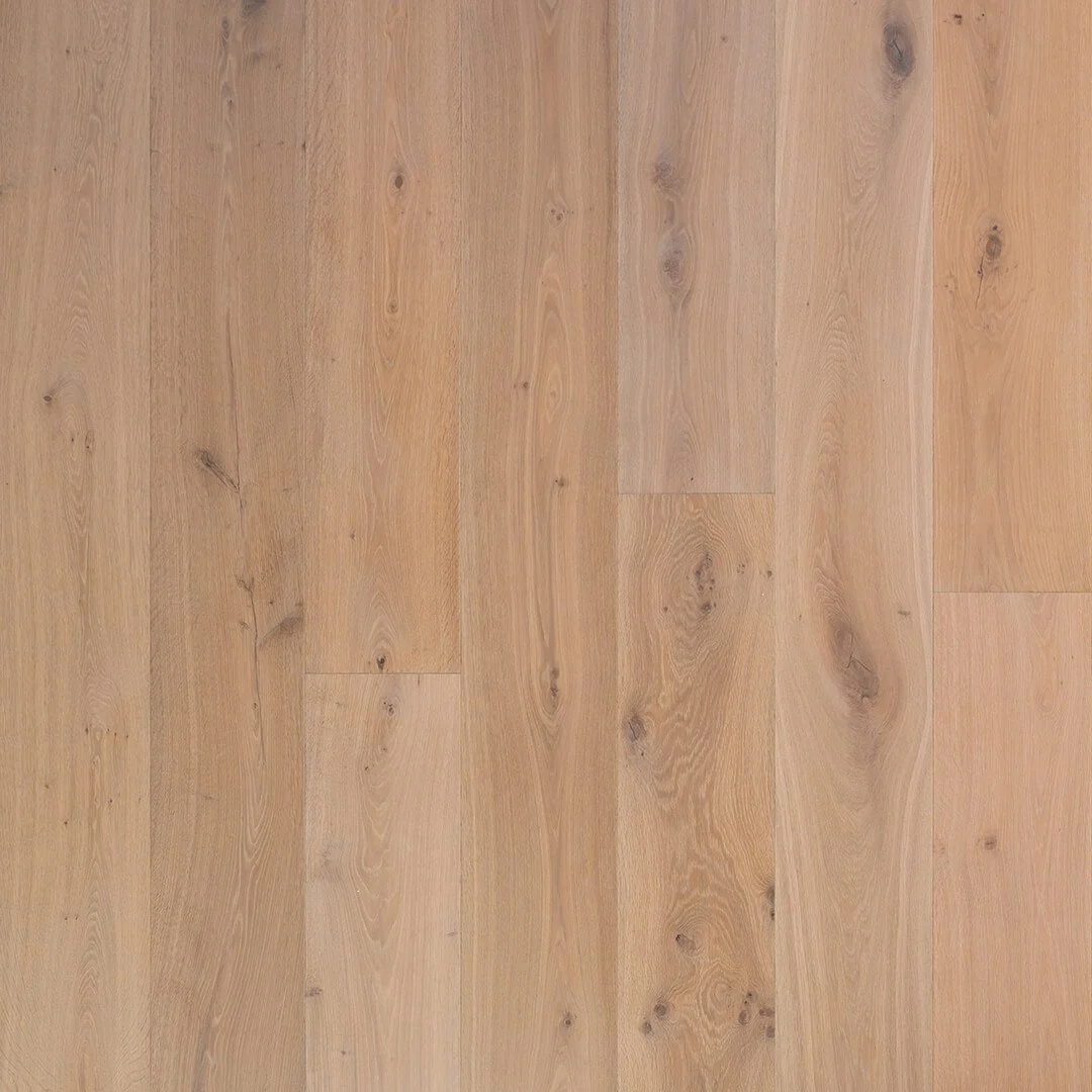 Wooden floor with light brown planks showing natural grain and knots.