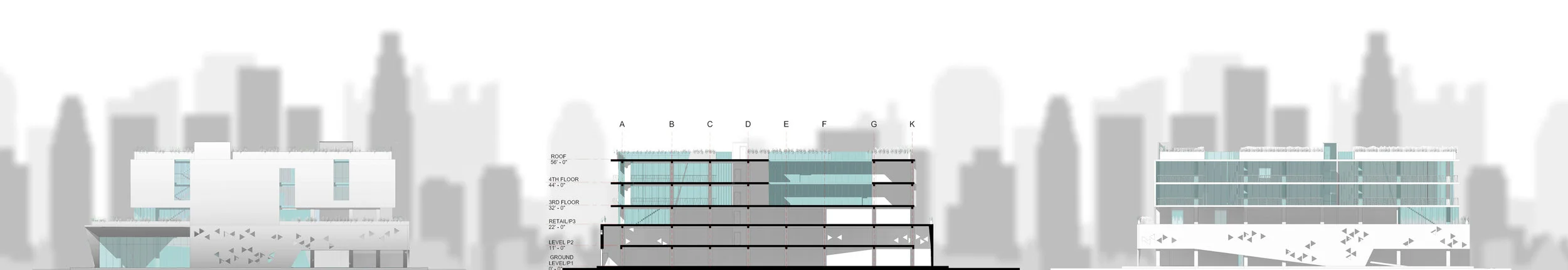 WEST ELEVATION, SECTION 1 AND SOUTH ELEVATION
