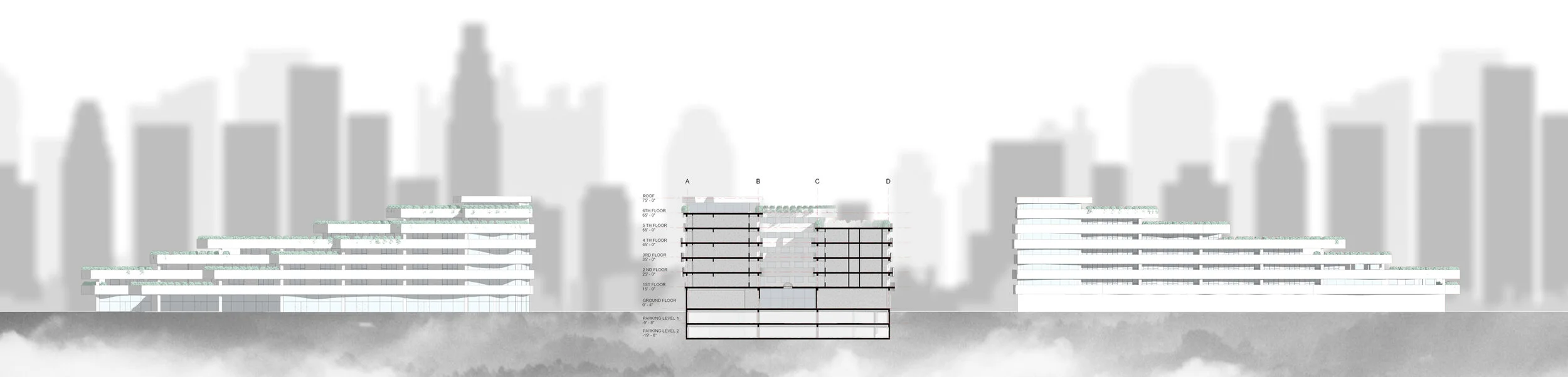 NORTH ELEVATION, SOUTH ELEVATION, AND SECTION 1