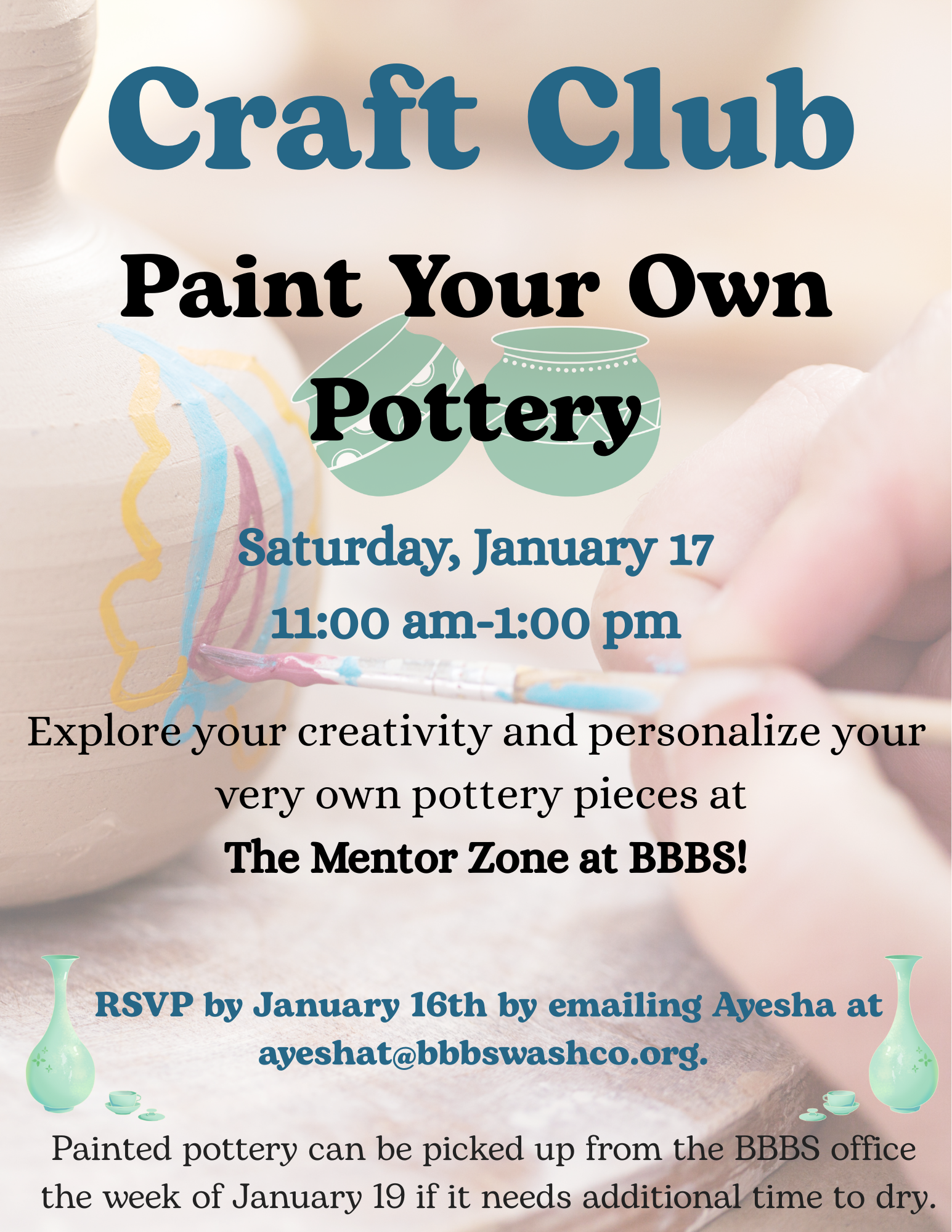 Craft Club; Paint Your Own Pottery