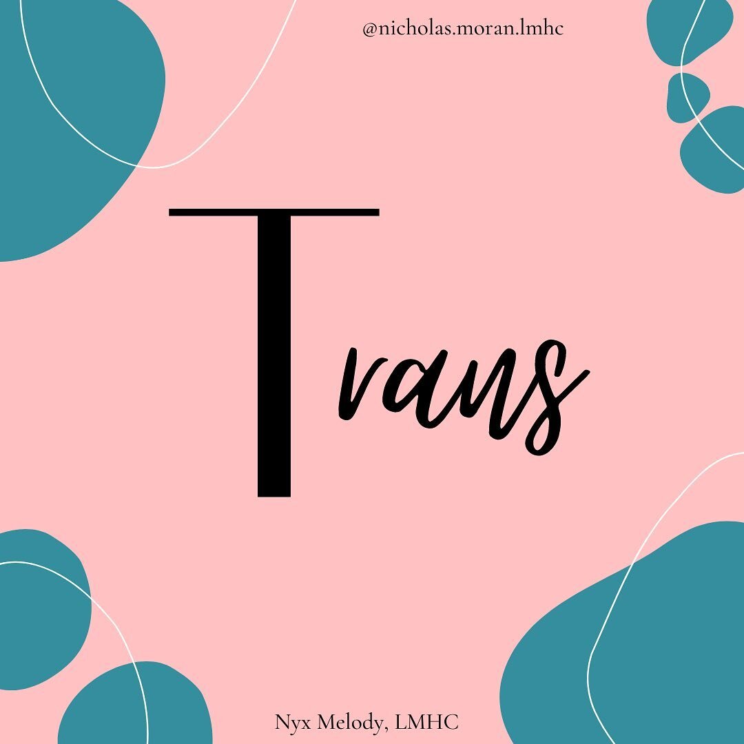 POST 4 OF 12: Trans or Transgender
.
.
Trans is an umbrella term covering a range of identities that transgress socially defined gender norms. (ex. trans man, trans woman).
.
.
Transgender refers to a person who lives as a member of a gender other th