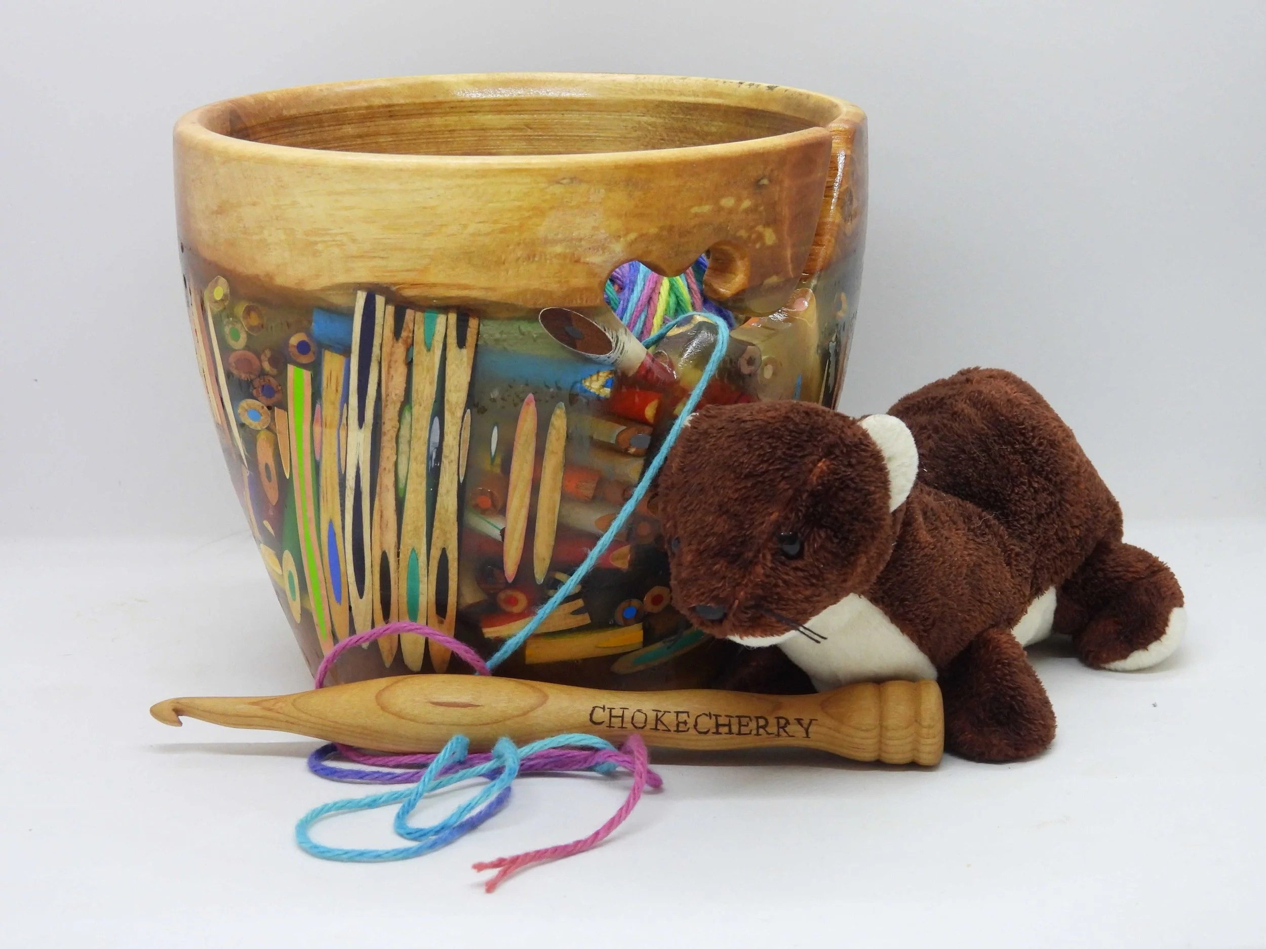 #602 - Pencil Crayon Epoxy Yarn Bowl