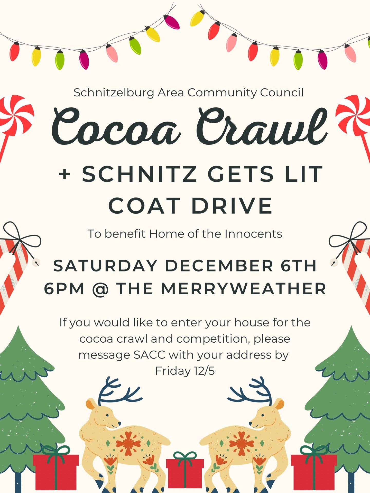 Come grab a cup of cocoa (and/or some delicious Con Aji) and check out the best lights in Schnitzelburg. The Merryweather will have caroling singalongs and something a little stronger for you inside.