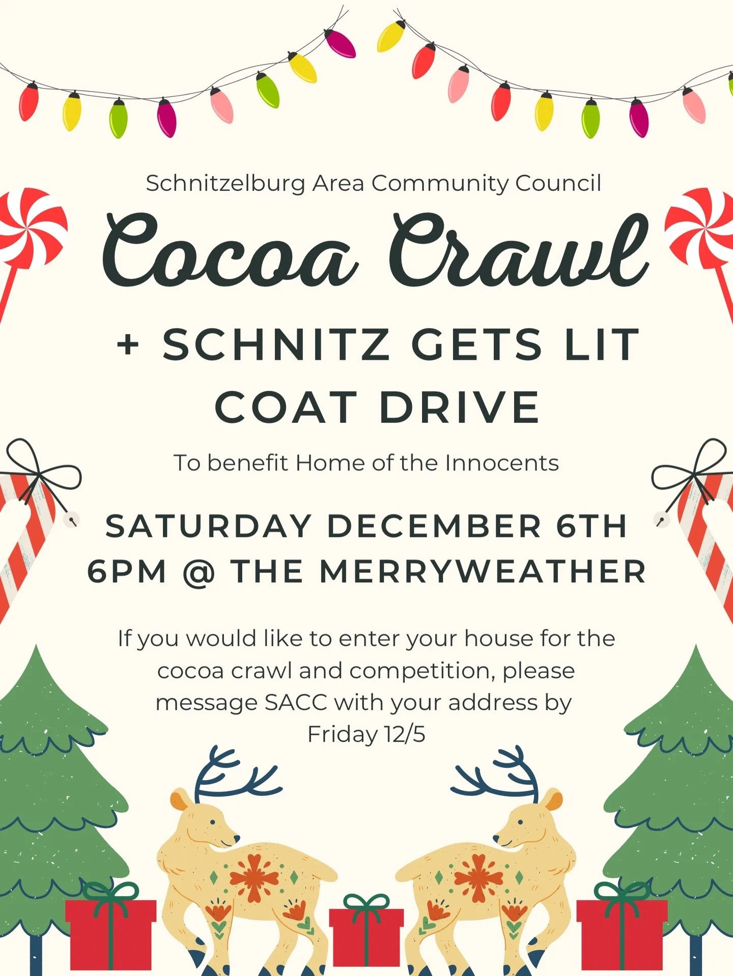 Come grab a cup of cocoa (and/or some delicious Con Aji) and check out the best lights in Schnitzelburg. The Merryweather will have caroling singalongs and something a little stronger for you inside.