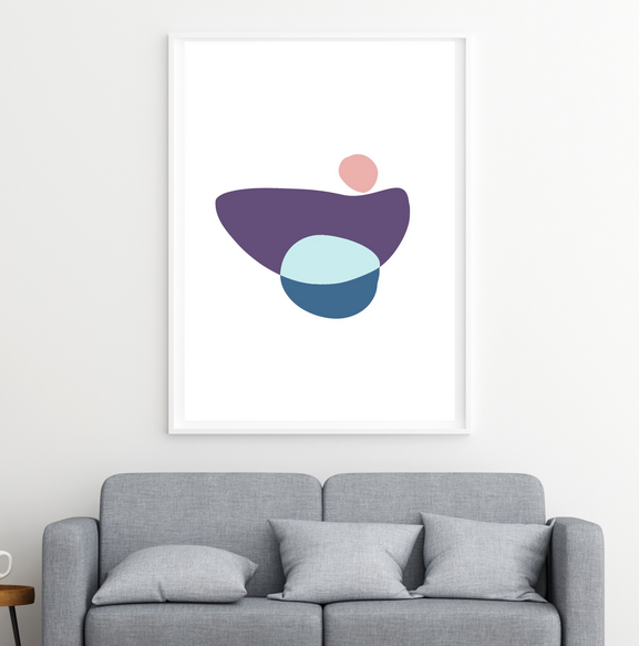 This purple, pink, and blue design is simple, yet vibrant. It can add a laid back vibe with its color scheme and shape. It can be added to any room to create a unique talking piece!