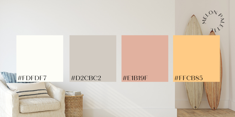 The Melon Palette incorporates a pop of orange! These colors go really well together because they’re neutral and also bold in one palette but compliment each other. You can create any beautiful design with this palette!