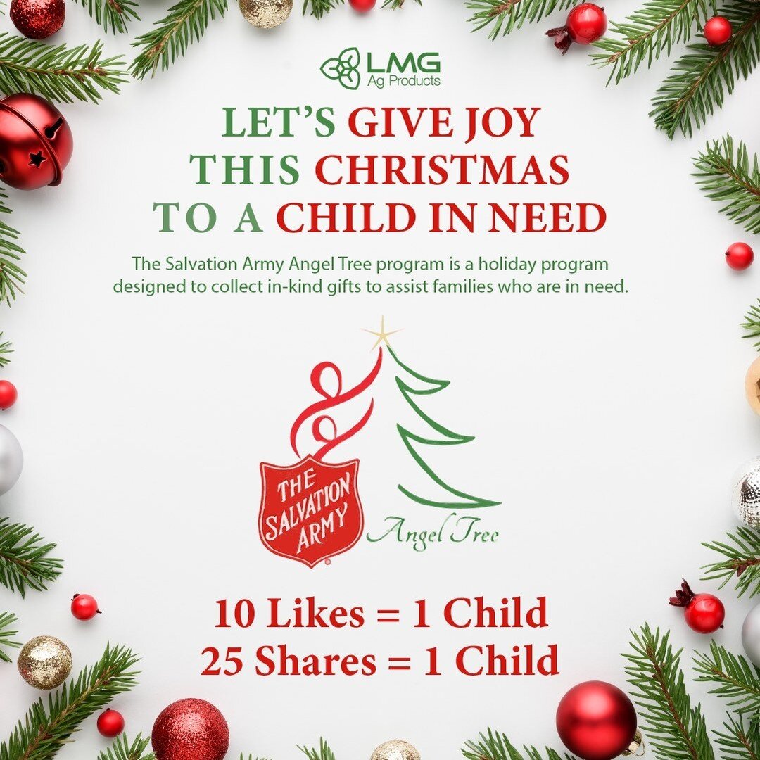 This Christmas LMG Ag Products is hoping to a make a difference by being apart of the@salvationarmyuss  Angel Tree Christmas program.🎄🎁 This program is designed to collect in-kind gifts to assist families who are in need. These are families who oth