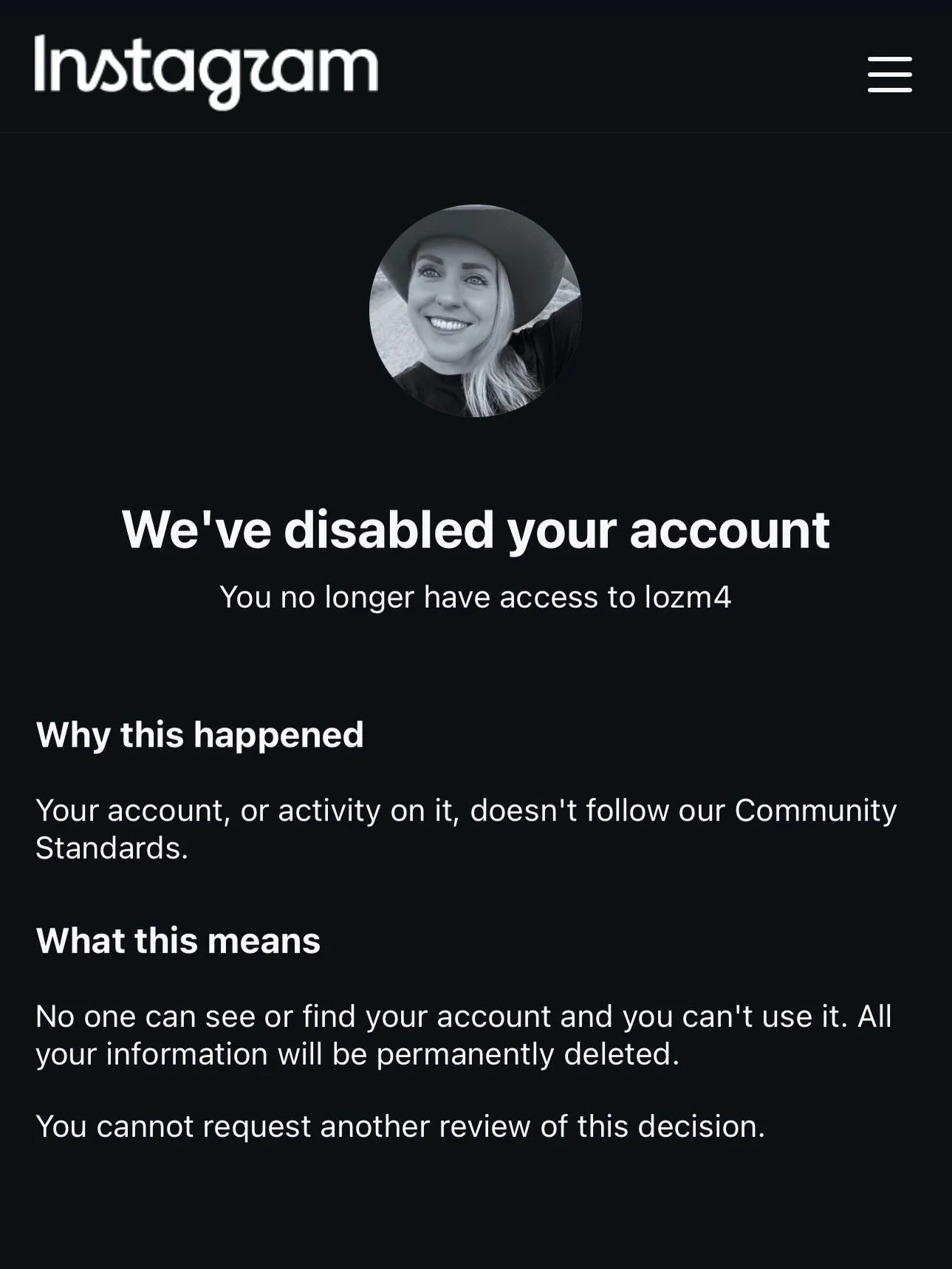 On June 5th my Facebook Accounts Centre was unfortunately hacked. The hackers activity caused my Instagram account @lozm4 to be permanently disabled and deleted by Instagrams AI technology. 

 @thealbionhotelkyneton was also lost (due to being in the