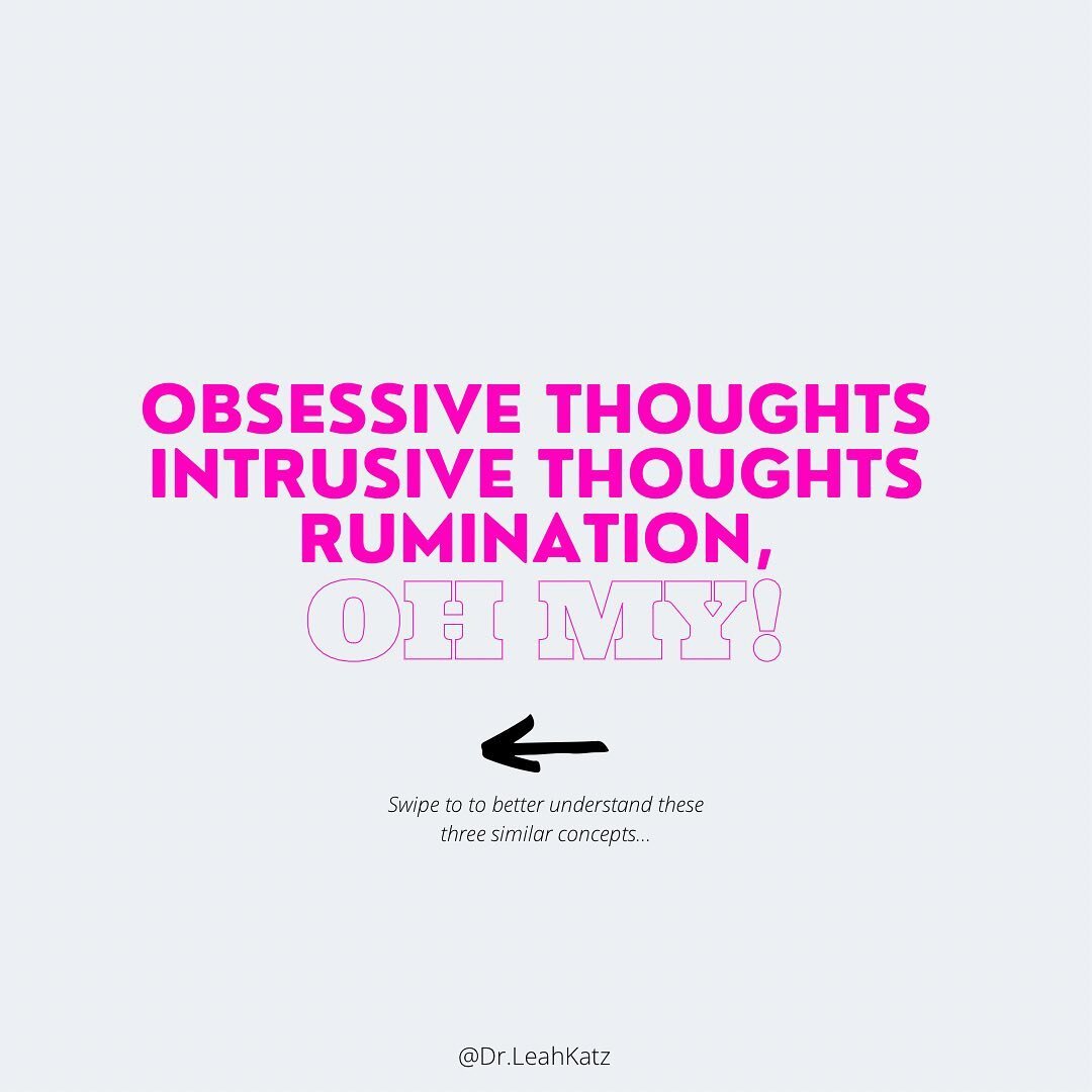 I wanted to leave a little bit of psychoeducation here about three words that are often used together. They are similar, and distinct.
.
Obsessive thoughts are a hallmark of OCD. Intrusive thoughts and rumination often come along for the ride, but th