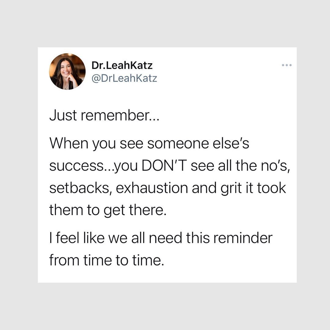 It&rsquo;s easy (especially on social media) to look at someone&rsquo;s successes and feel badly about where you are at. Just wanted to drop a reminder that what you don&rsquo;t see when you notice or hear about someone&rsquo;s achievements are all t