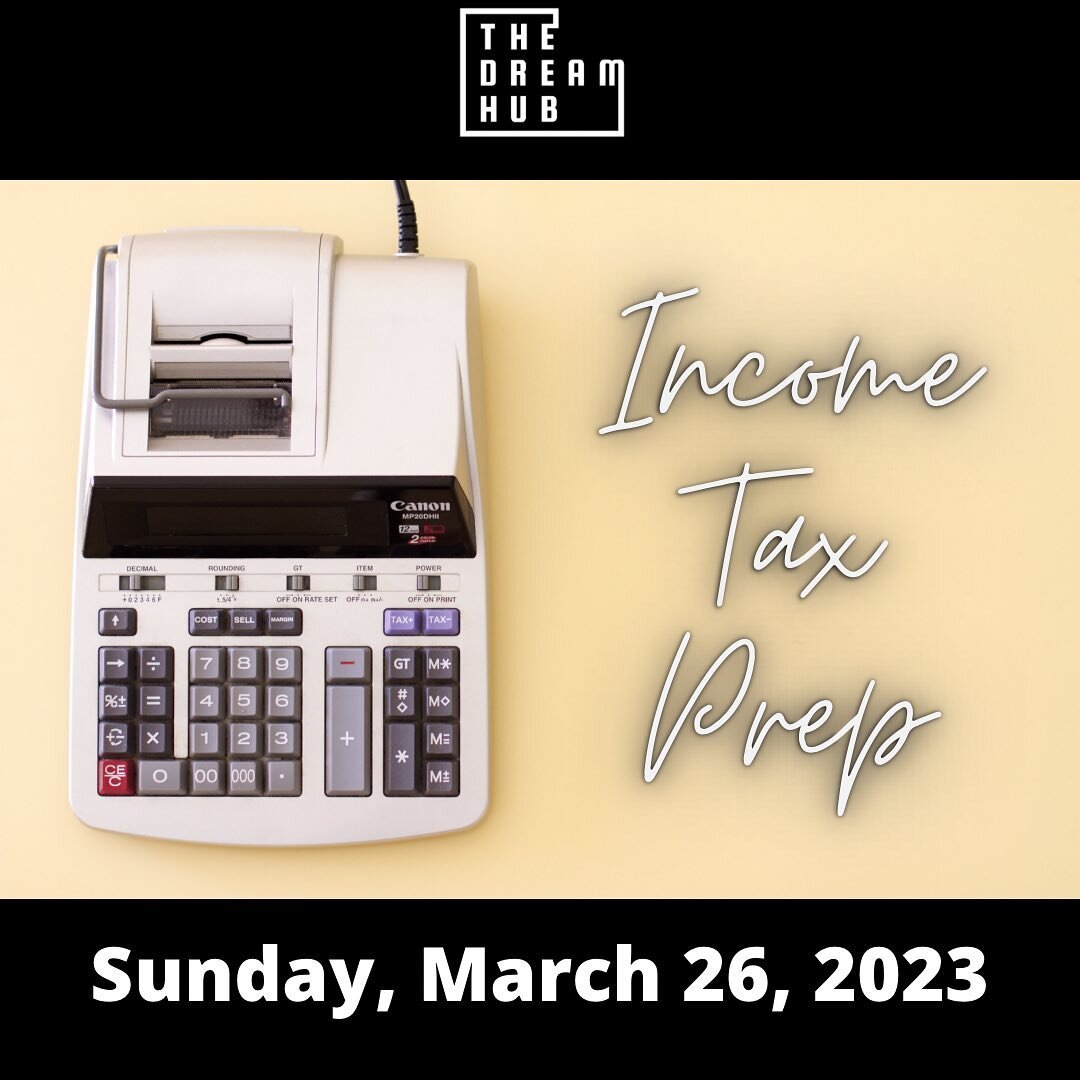 The Dream Hub in collaboration with Cornell University will be providing FREE tax preparation! 

🗓️When: Sunday, March 26, 2023
🏙️Where: The Dream Hub
89-50 164th Street
Jamaica, NY 11432
🕛Time: 12:00 PM

✔️What will be prepared:
&bull; Wages, sal