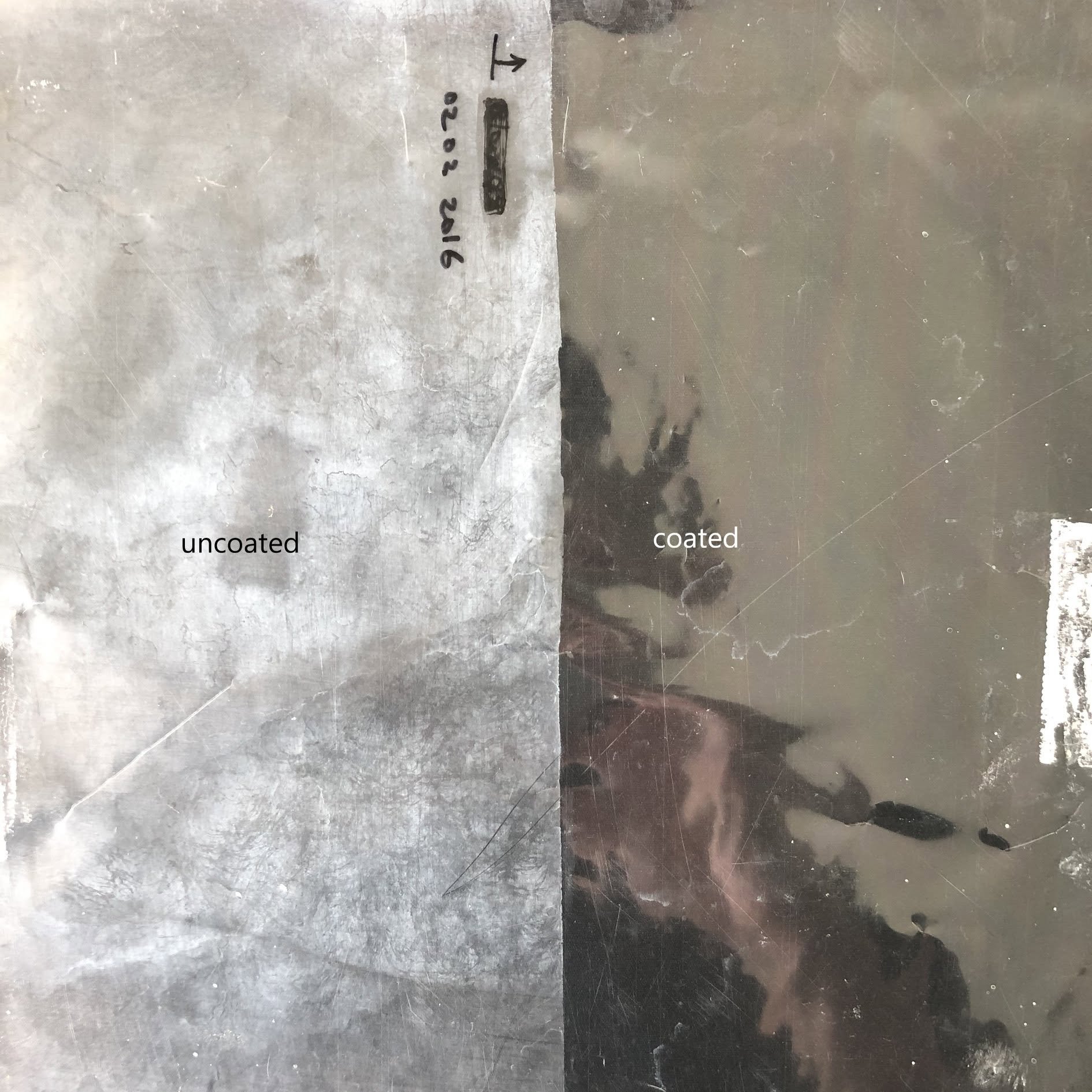 Uncoated versus ceramic coated paint protection film comparison after four years