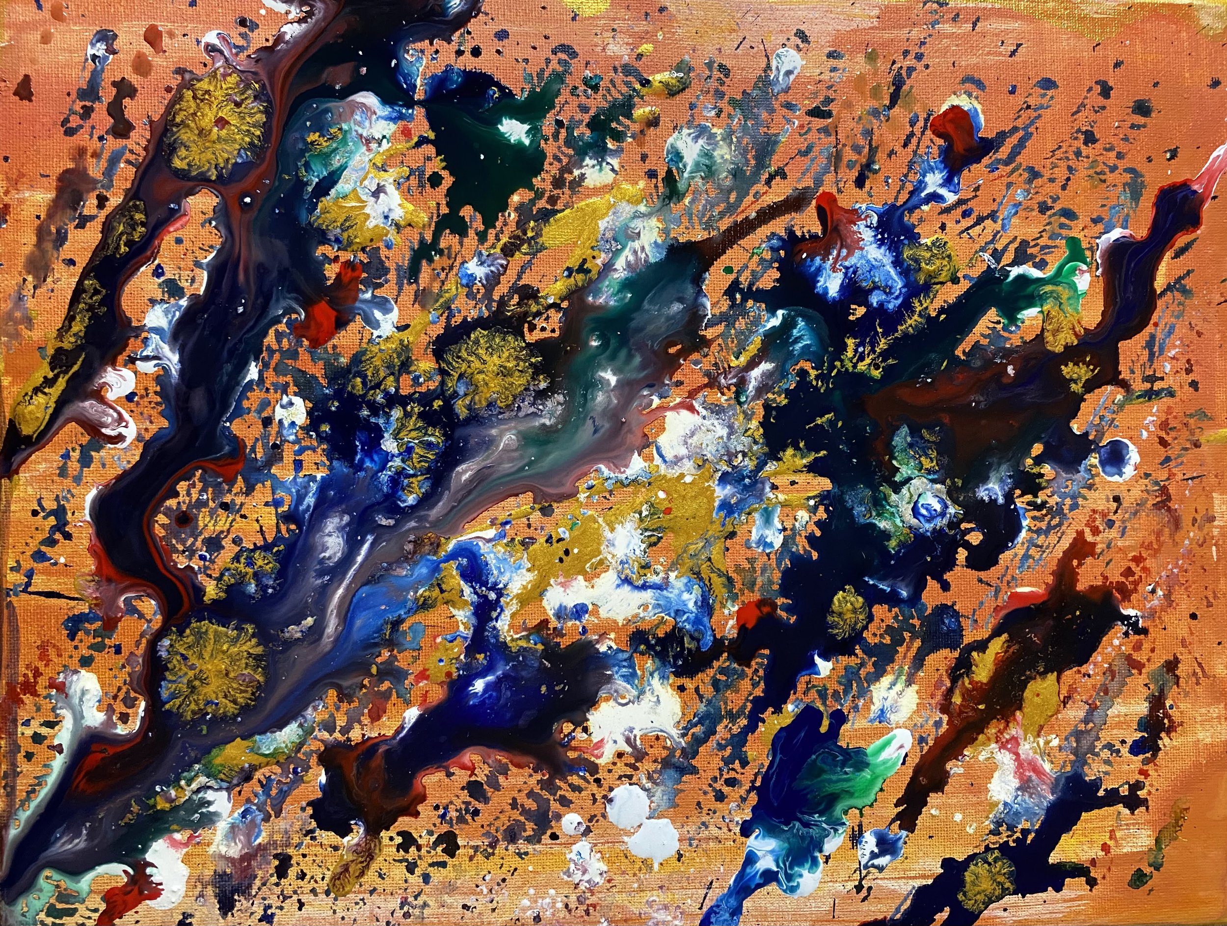 Carnage, 2023. Acrylic ink on canvas, 12x18in.