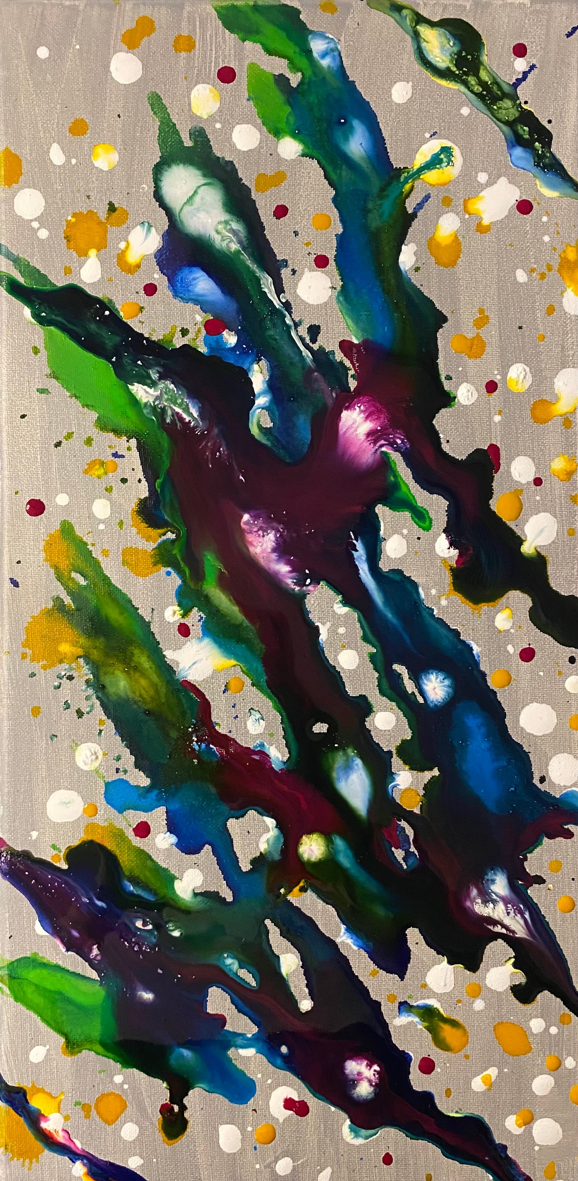 Scrape I, 2023. Acrylic on canvas, 4x11in.