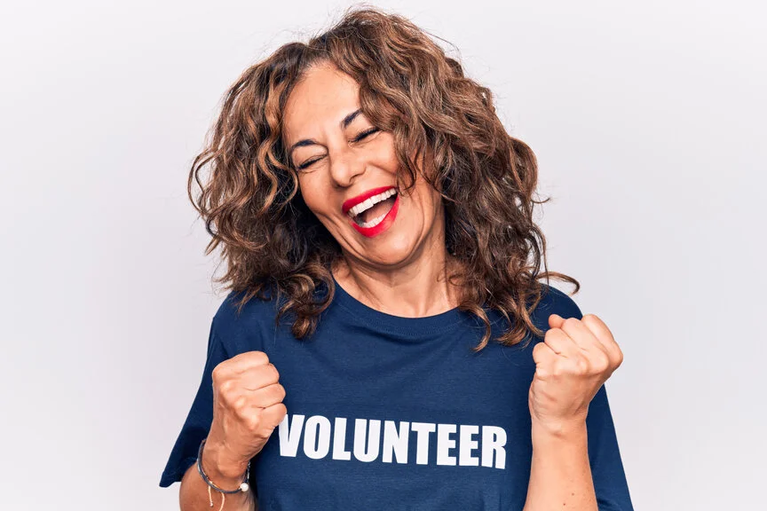 Happy Female Volunteer