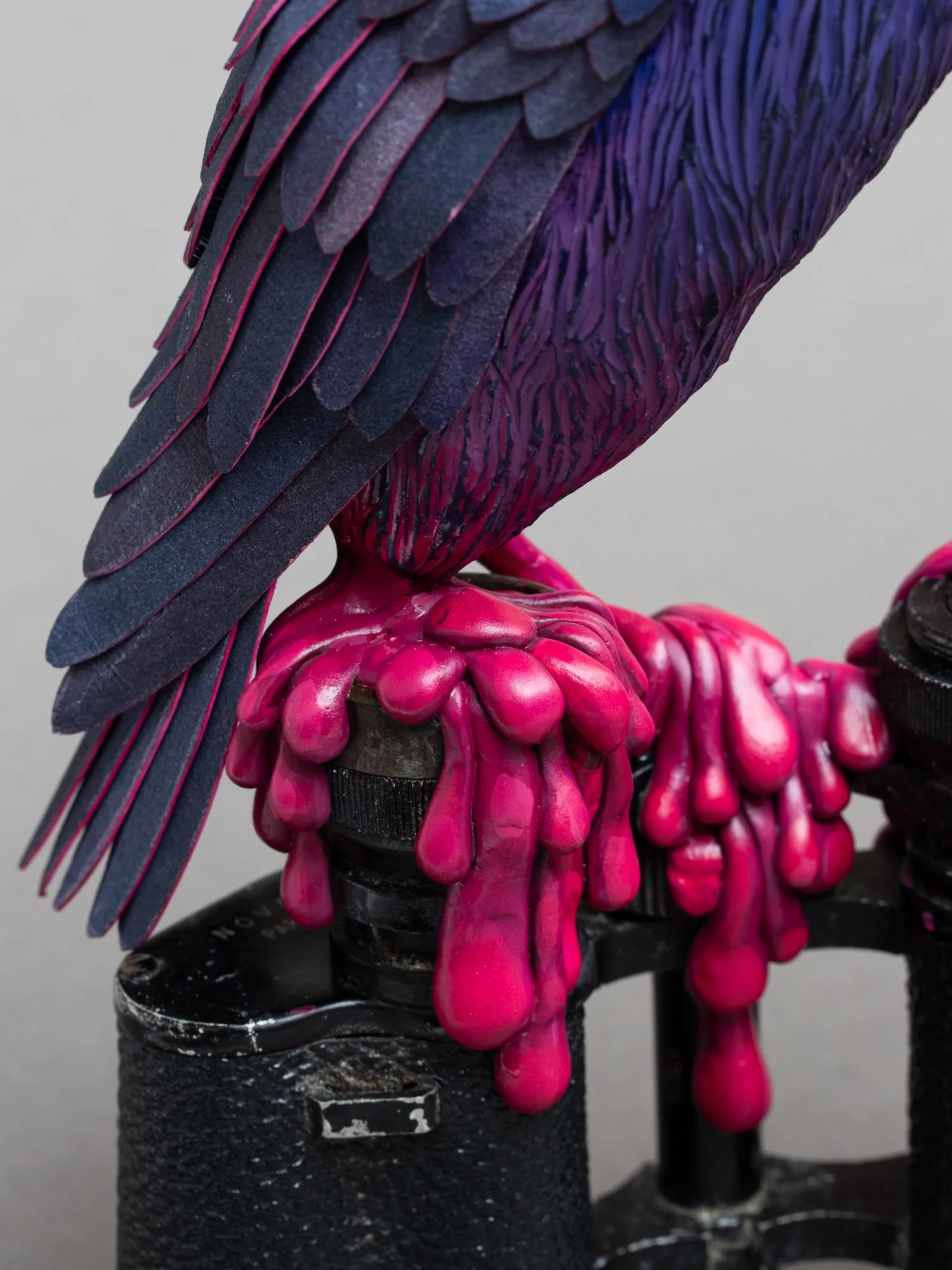 Vision, Mixed Media Raven Sculpture on Vintage Binoculars, Stephanie Kilgast, 2025