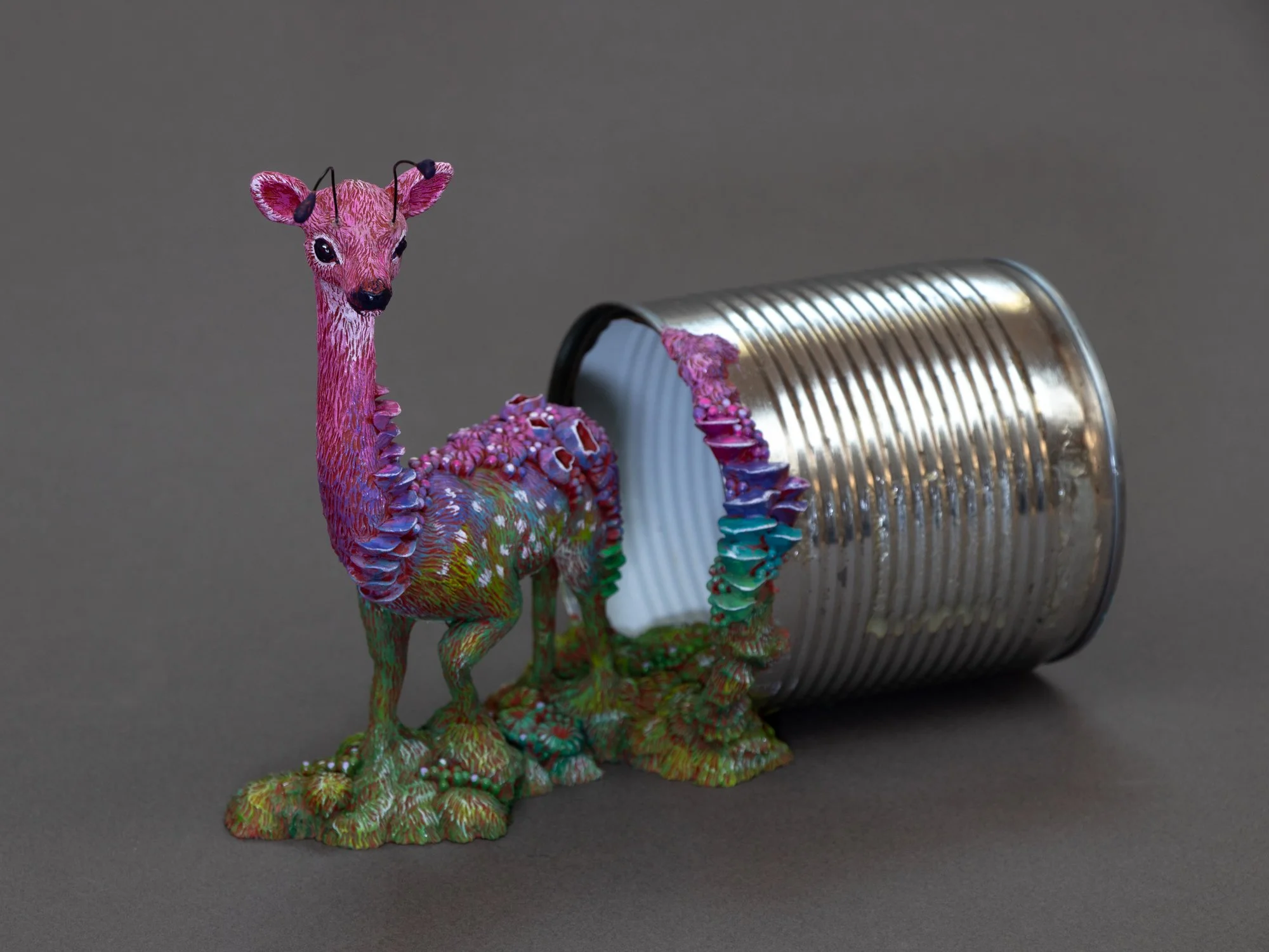 Sylvestre, Mixed Media Fawn Sculpture on Tin Can, Stephanie Kilgast, 2025