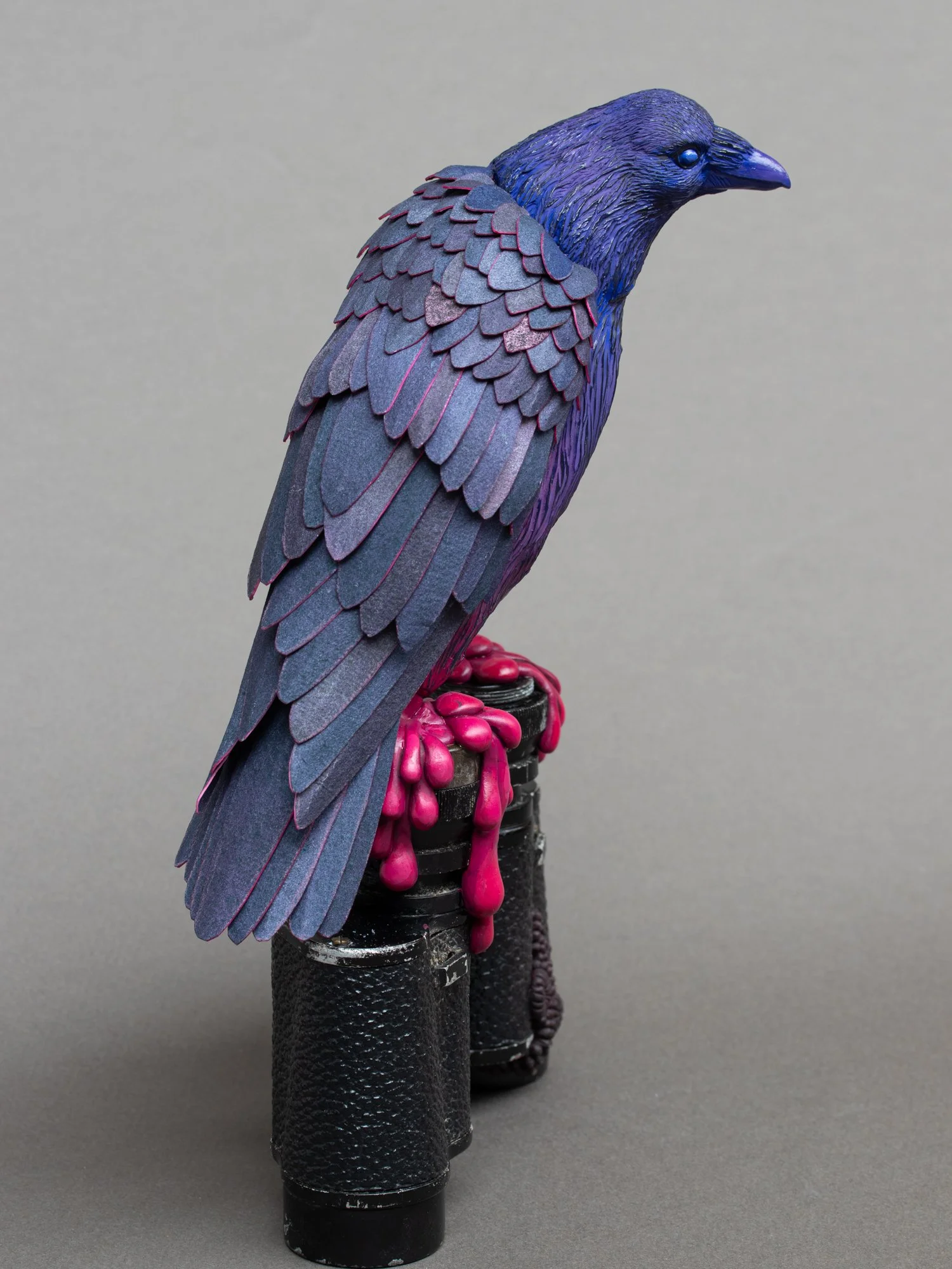 Vision, Mixed Media Raven Sculpture on Vintage Binoculars, Stephanie Kilgast, 2025
