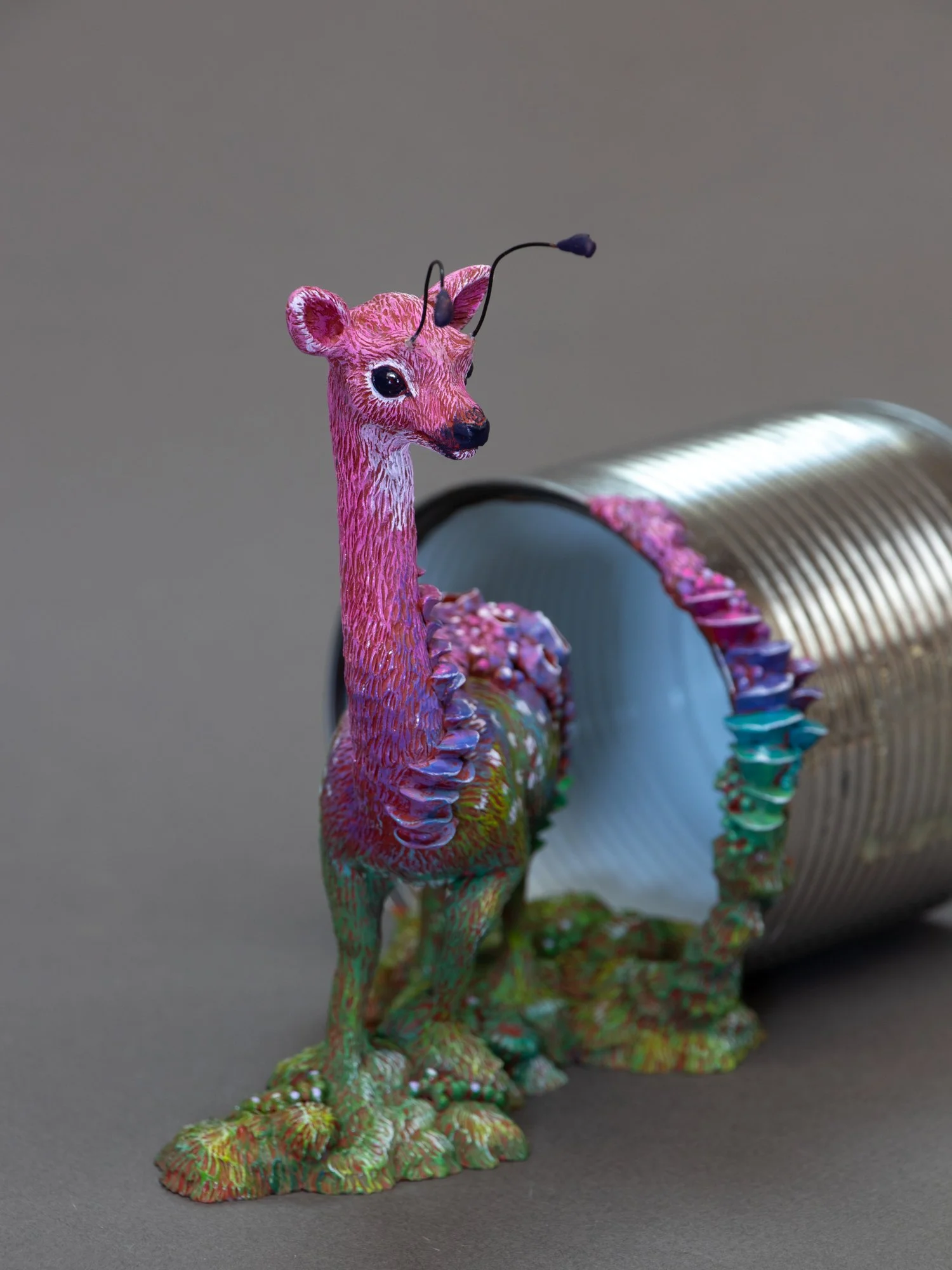 Sylvestre, Mixed Media Fawn Sculpture on Tin Can, Stephanie Kilgast, 2025