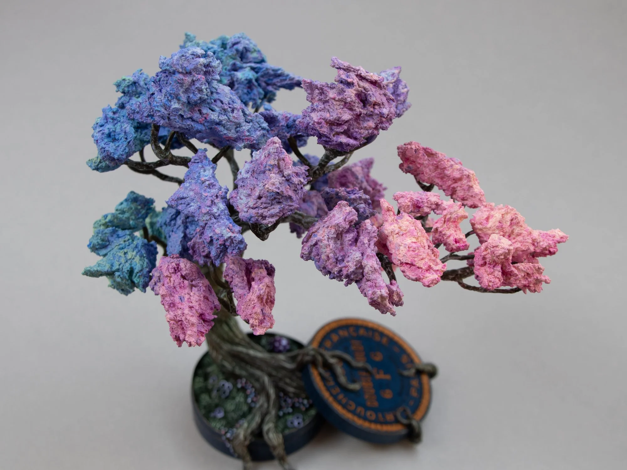 Pastel Clouds, Mixed Media Bonsai Tree Sculpture on Vintage Bullet Box, Stephanie Kilgast, 2026