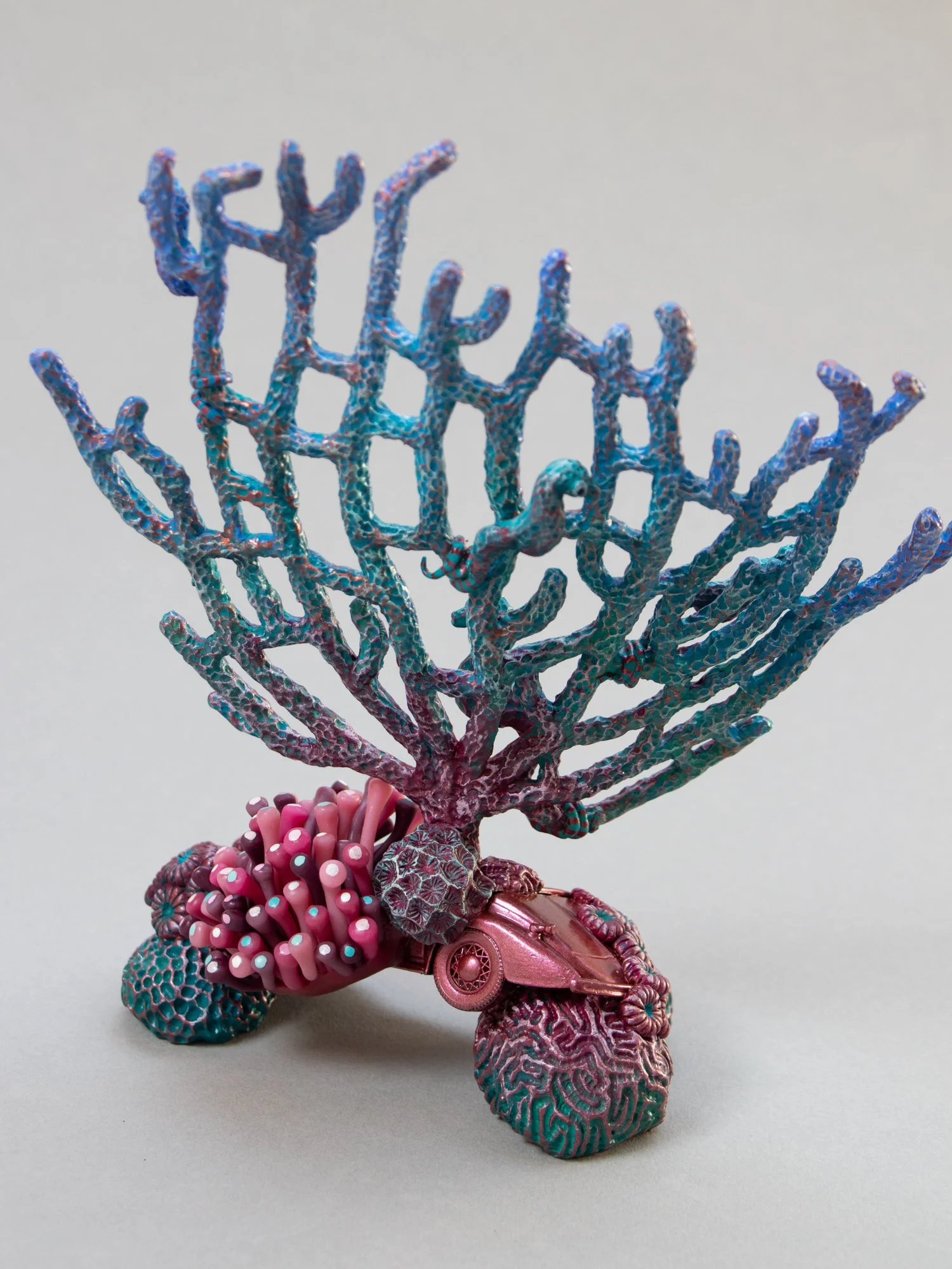 Quatre Chevaux, Mixed Media Pygmy Seahorses on Vintage Car Toy, Stephanie Kilgast, 2026