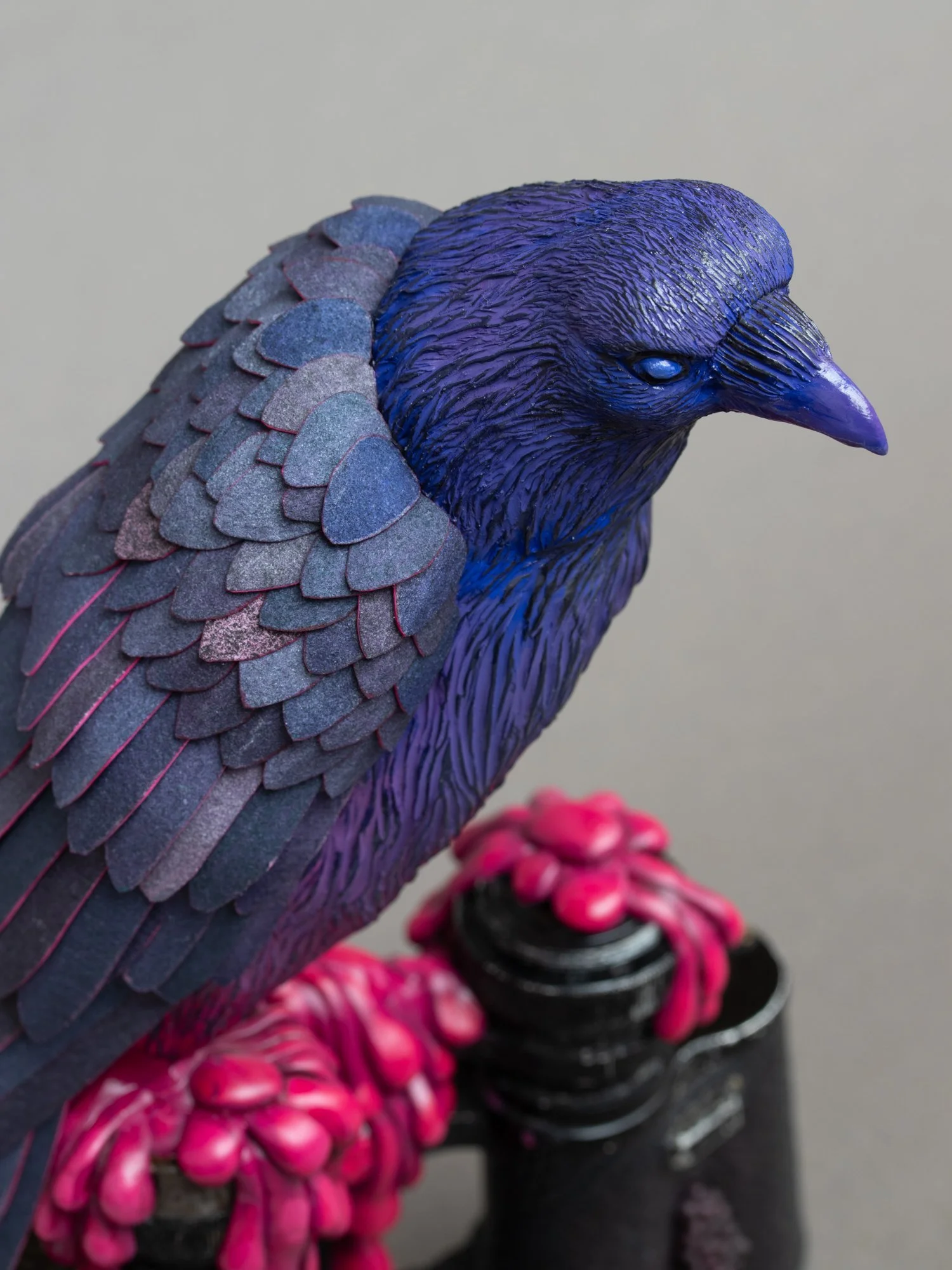 Vision, Mixed Media Raven Sculpture on Vintage Binoculars, Stephanie Kilgast, 2025