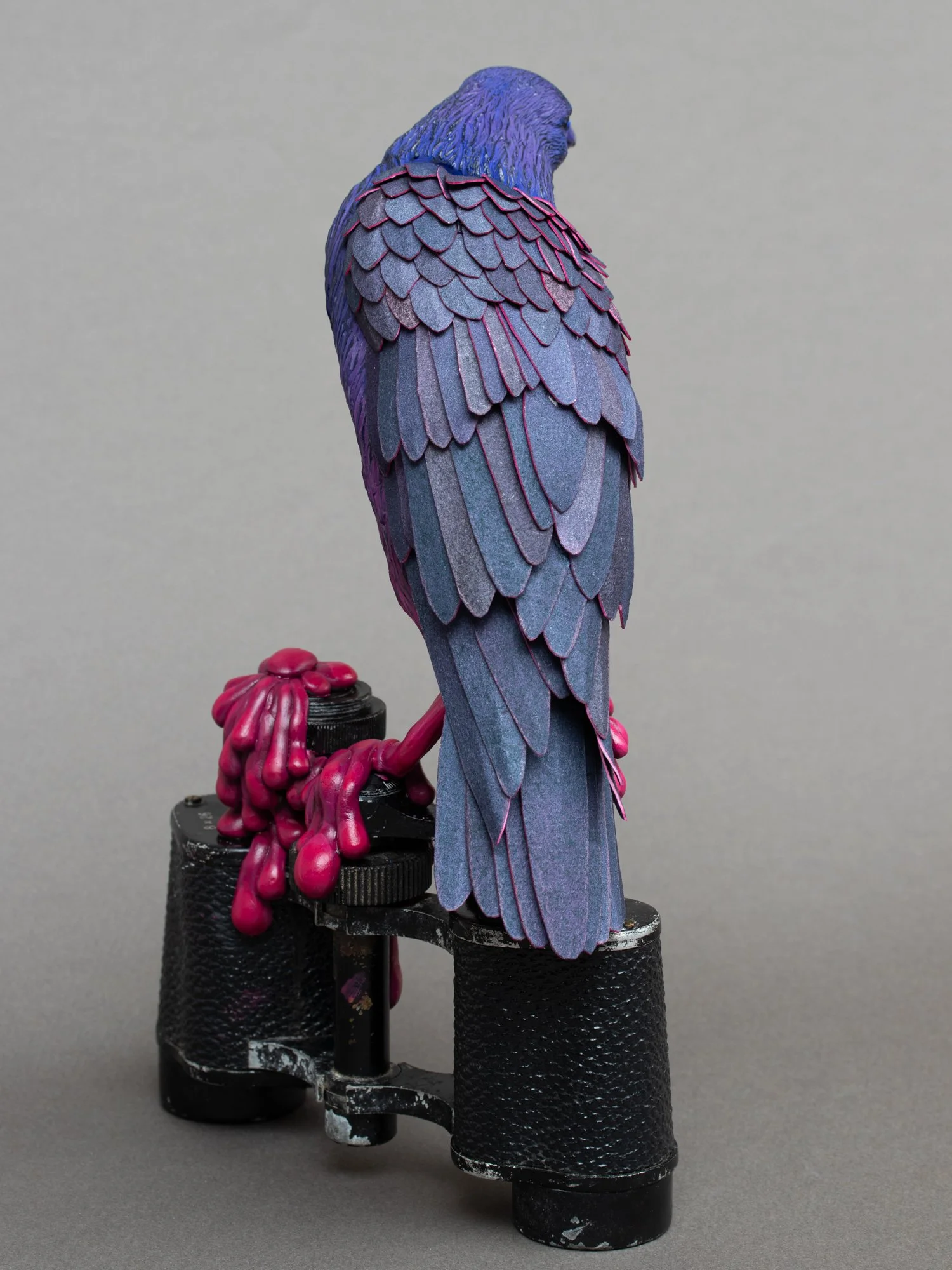 Vision, Mixed Media Raven Sculpture on Vintage Binoculars, Stephanie Kilgast, 2025