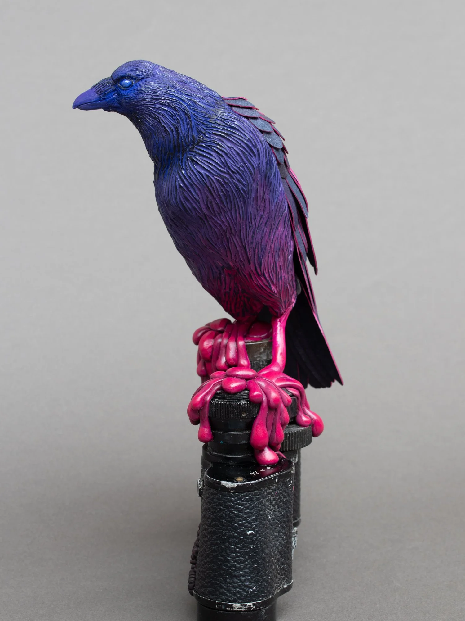 Vision, Mixed Media Raven Sculpture on Vintage Binoculars, Stephanie Kilgast, 2025