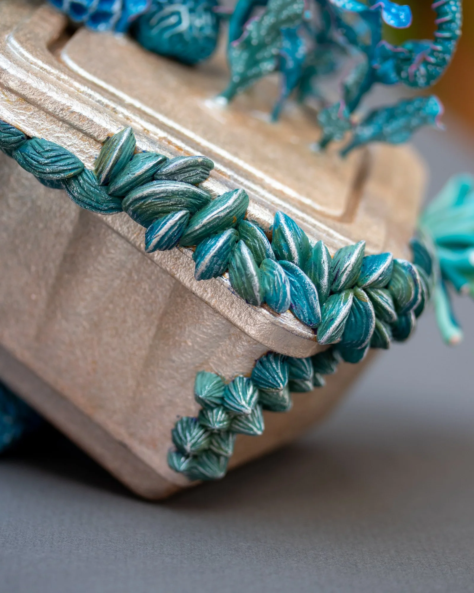 Floating, Mixed Media Coral and Seahorse Sculpture on Plastic Box, 2026, Stephanie Kilgast