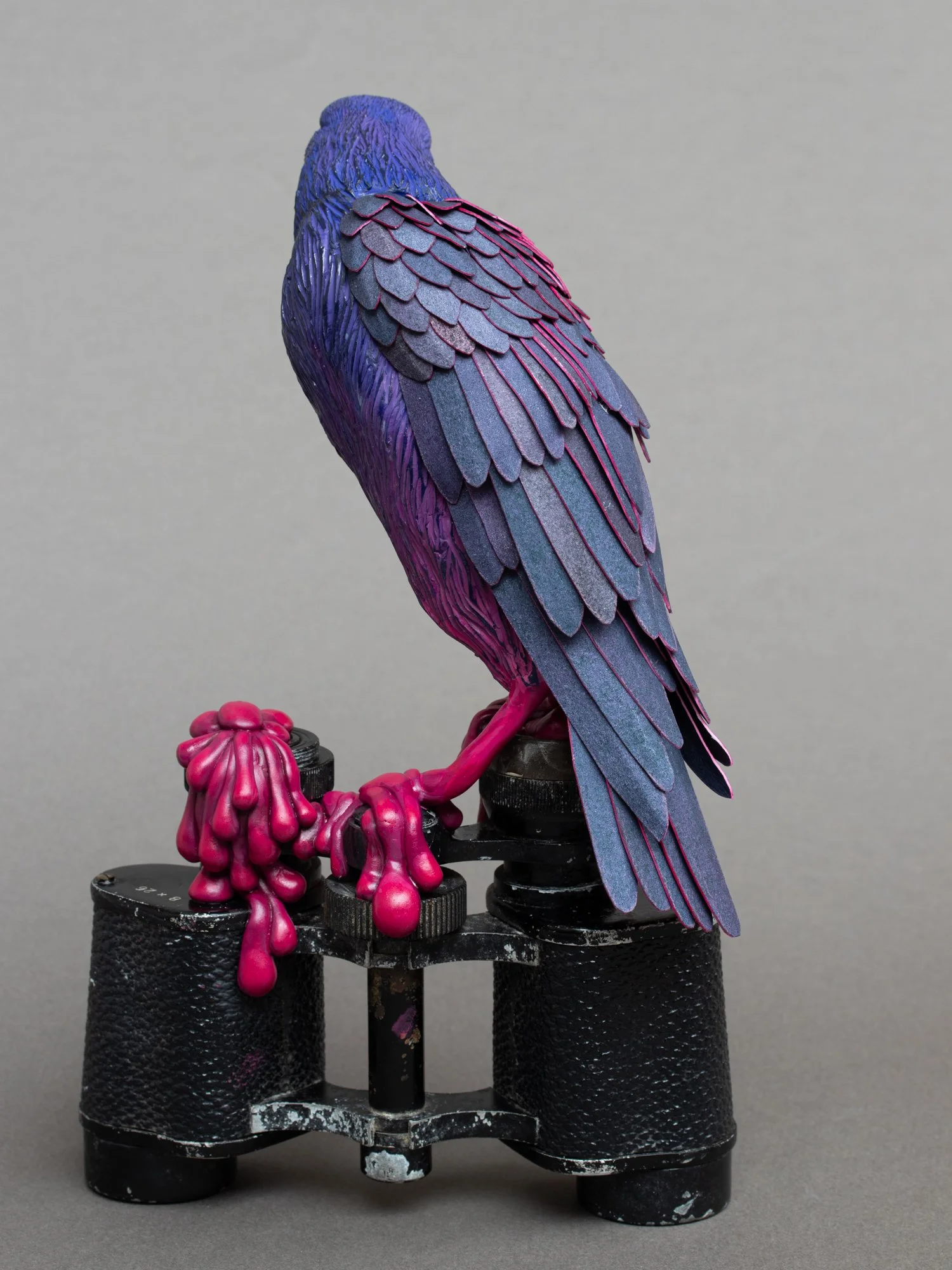 Vision, Mixed Media Raven Sculpture on Vintage Binoculars, Stephanie Kilgast, 2025