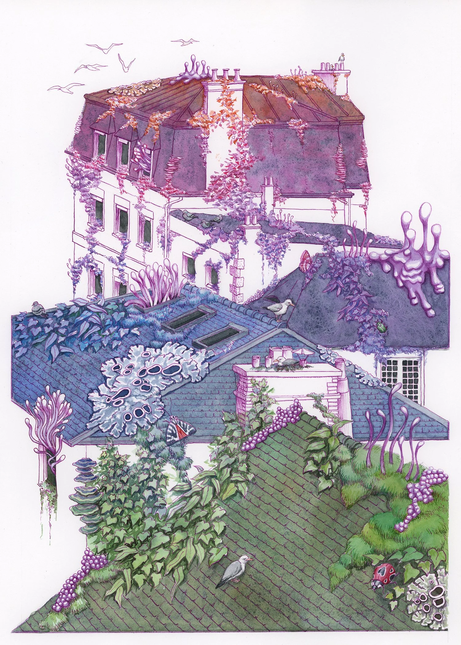 ROOFS IN SAINT MALO, 2026
Watercolor and Acrylic Ink on
Cotton Paper by Stéphanie Kilgast
31 × 41 cm (12 × 16 inches)
AVAILBLE: 800 euro