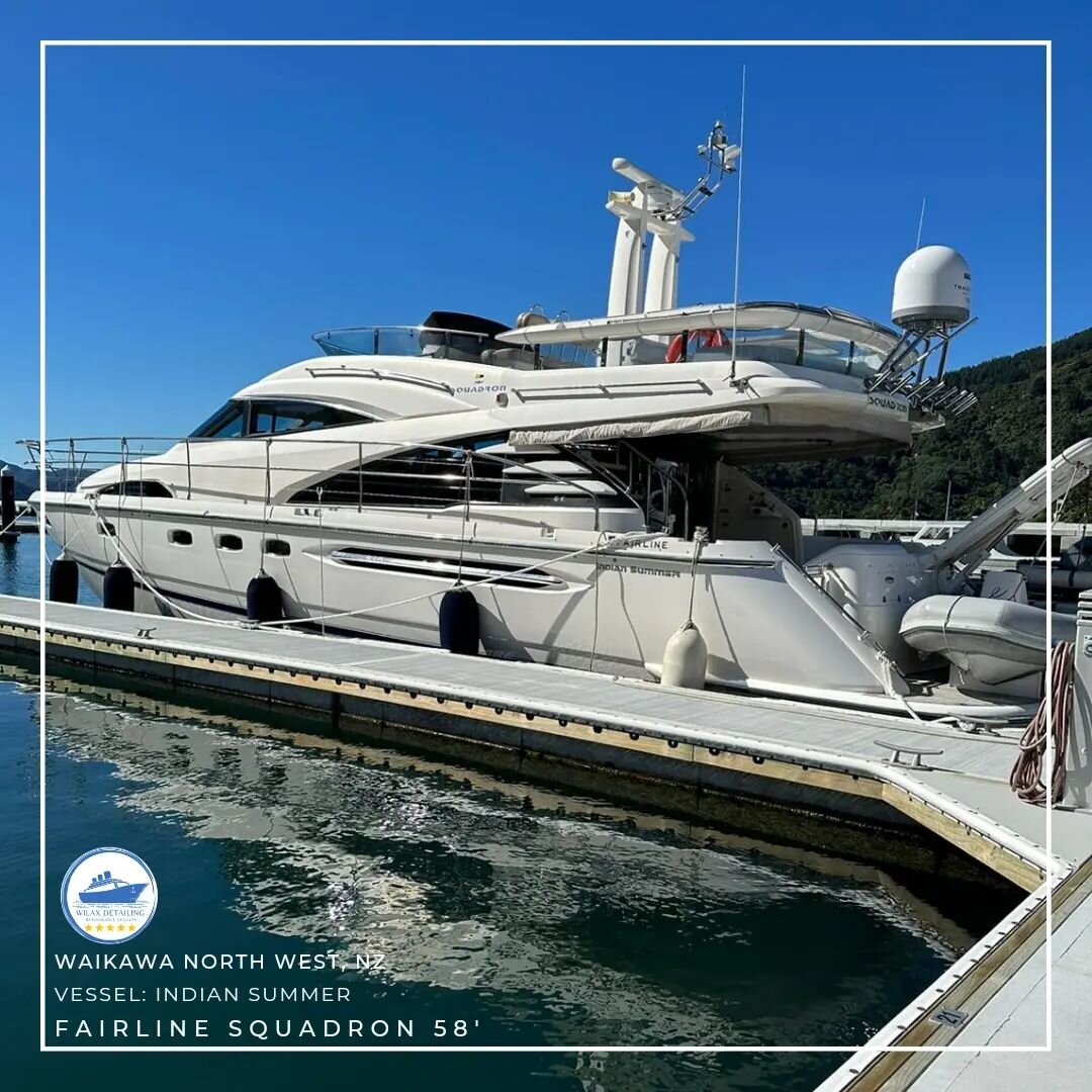 Welcome to the Elite Club: 
Indian Summer 💎
We look forward to making you look brand new again!!
.
.
.
.
.
.
.
#fairline #boatclean #boats #luxury #wilaxdetailing #newzealand #boatcleaning #marlborough
