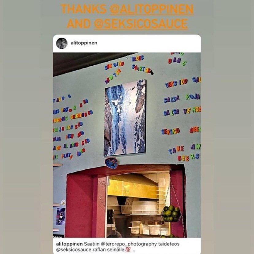 Thanks @alitoppinen and @seksicosauce to have my print of @xavierdelerue in Seksico Tacos Viiskulma #best #tacos #in #town #helsinki #mexicanfood #dialabfineart #printing www.terorepo.com