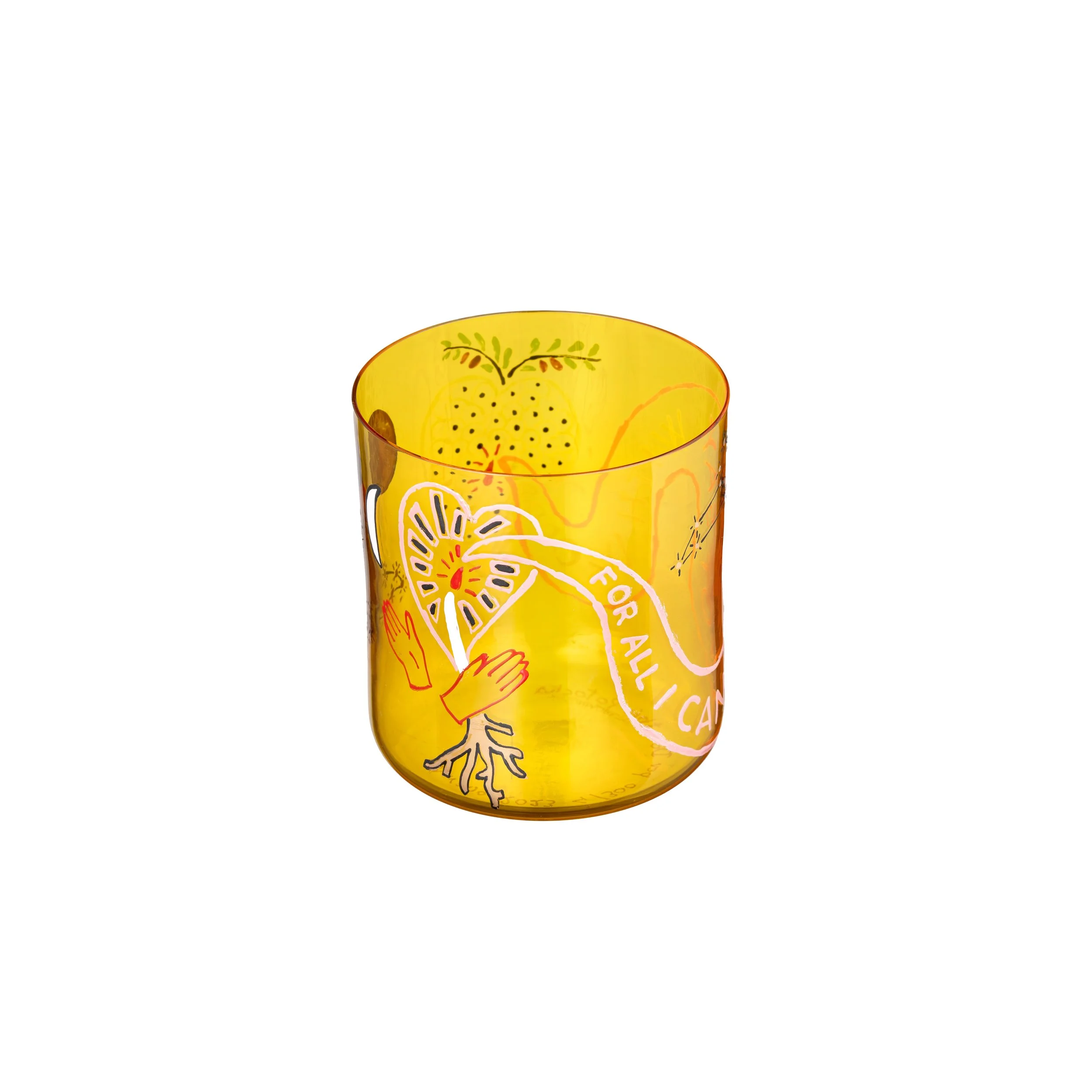 For All I Cannot Say With Words In Hand Painted Yellow Murano Glass